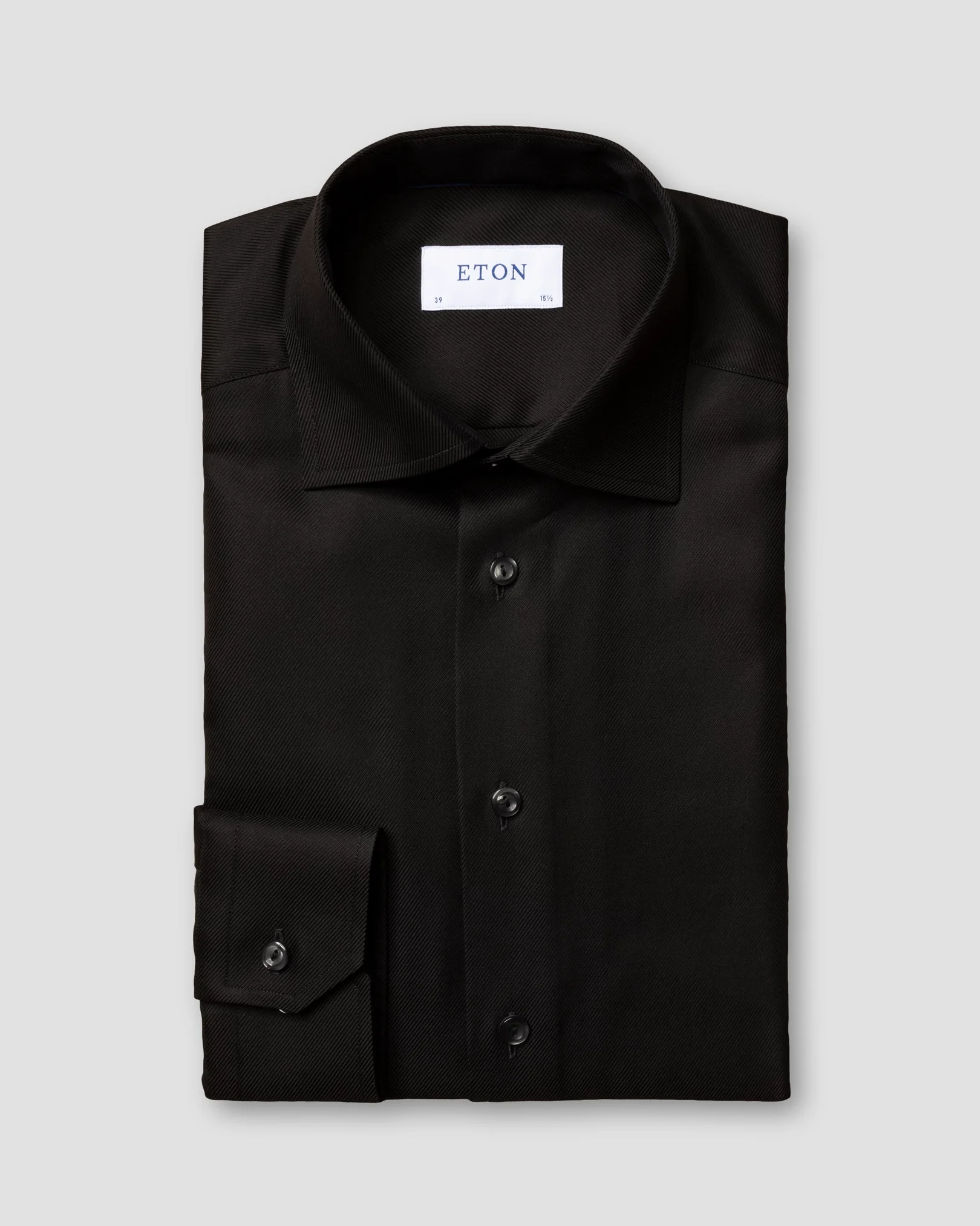 Eton - black solid textured twill shirt