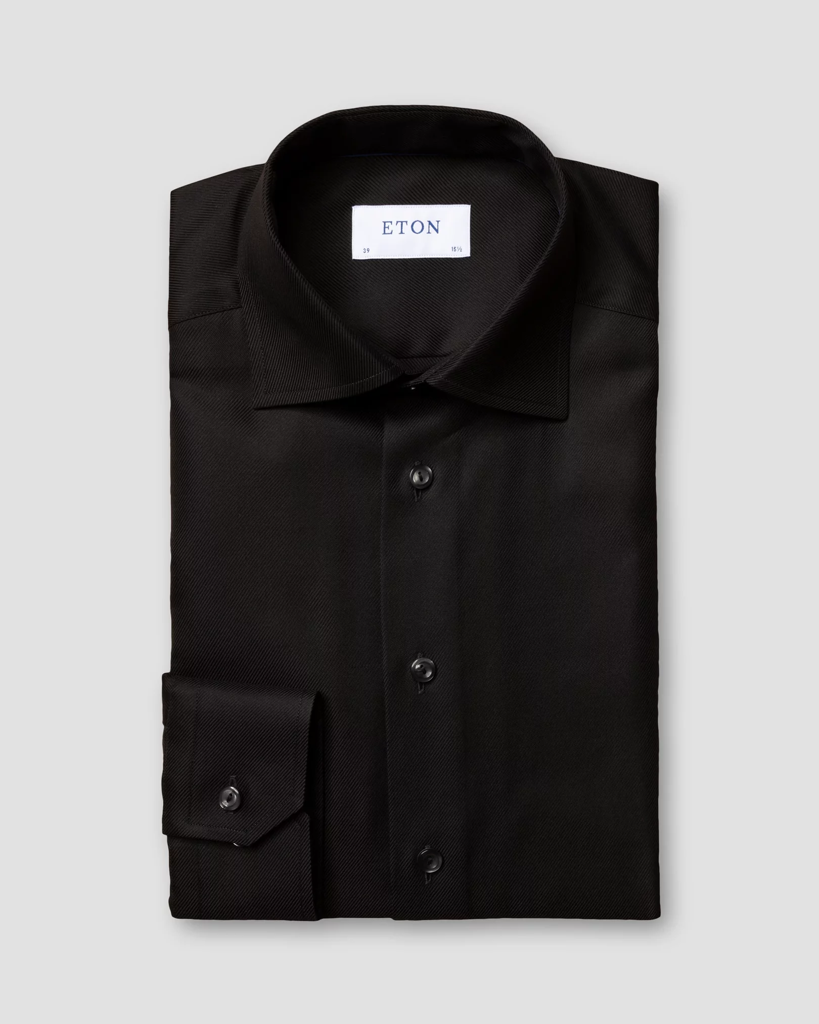 Black Textured Twill Shirt