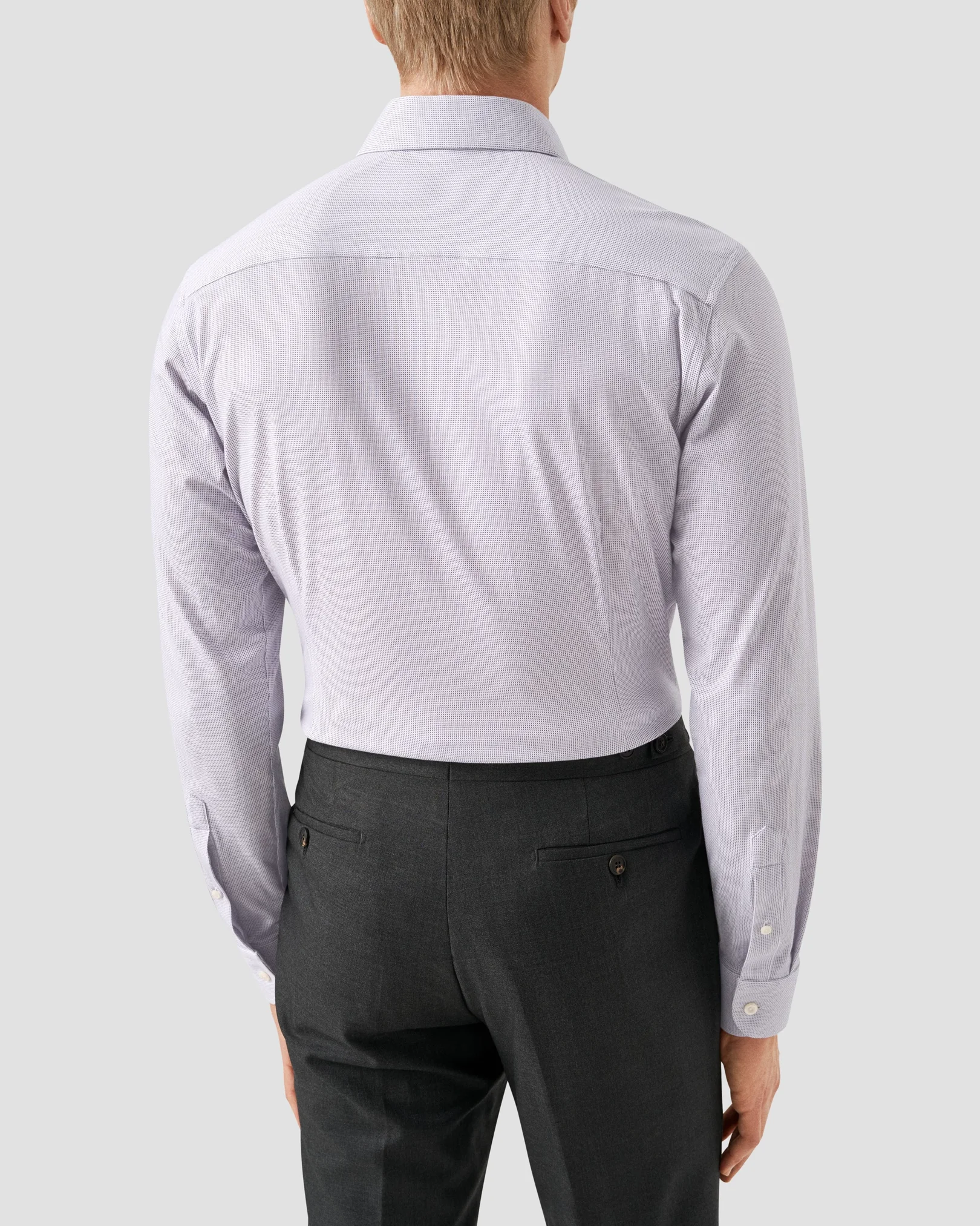 Eton - pink stretch cut away collar rounded single slim fit