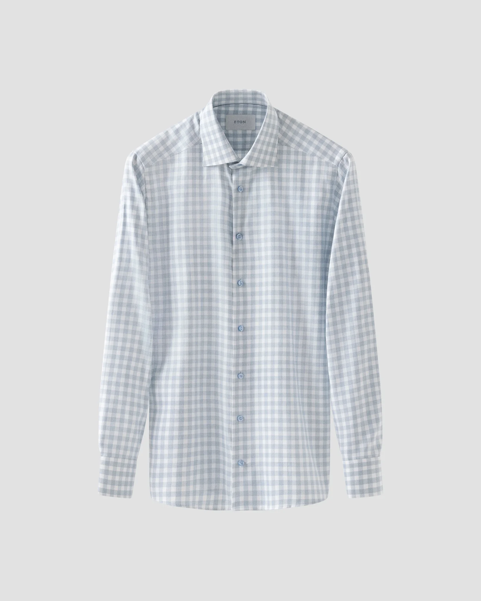 Eton - mid blue check signature twill shirt