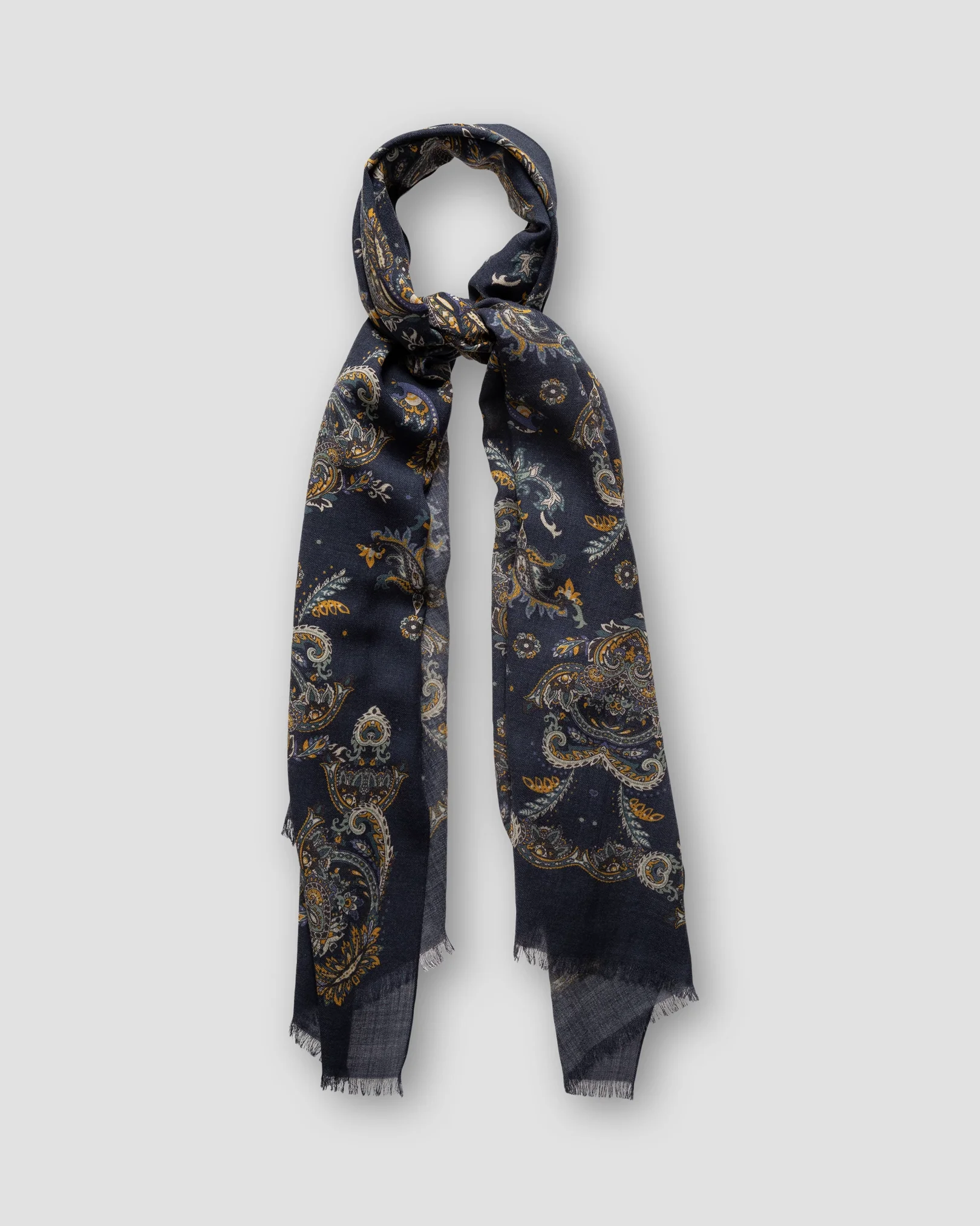 Eton - midnight blue paisley fine wool scarf