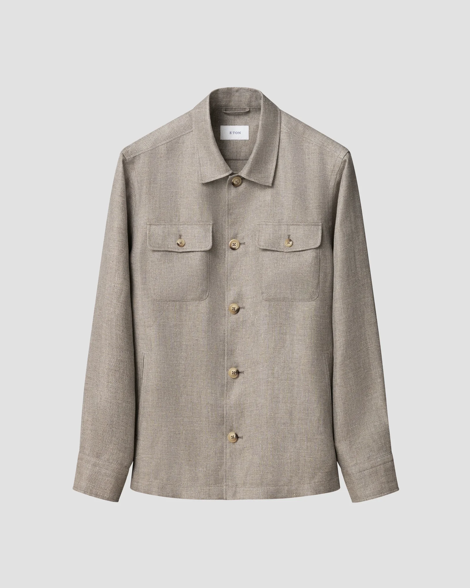 Eton - four pocket linen lyocell shirt jacket beige four pocket