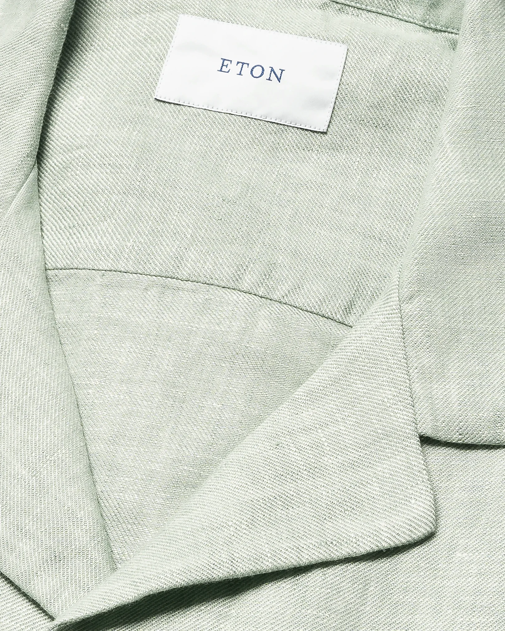 Eton - mid green solid linen twill resort shirt