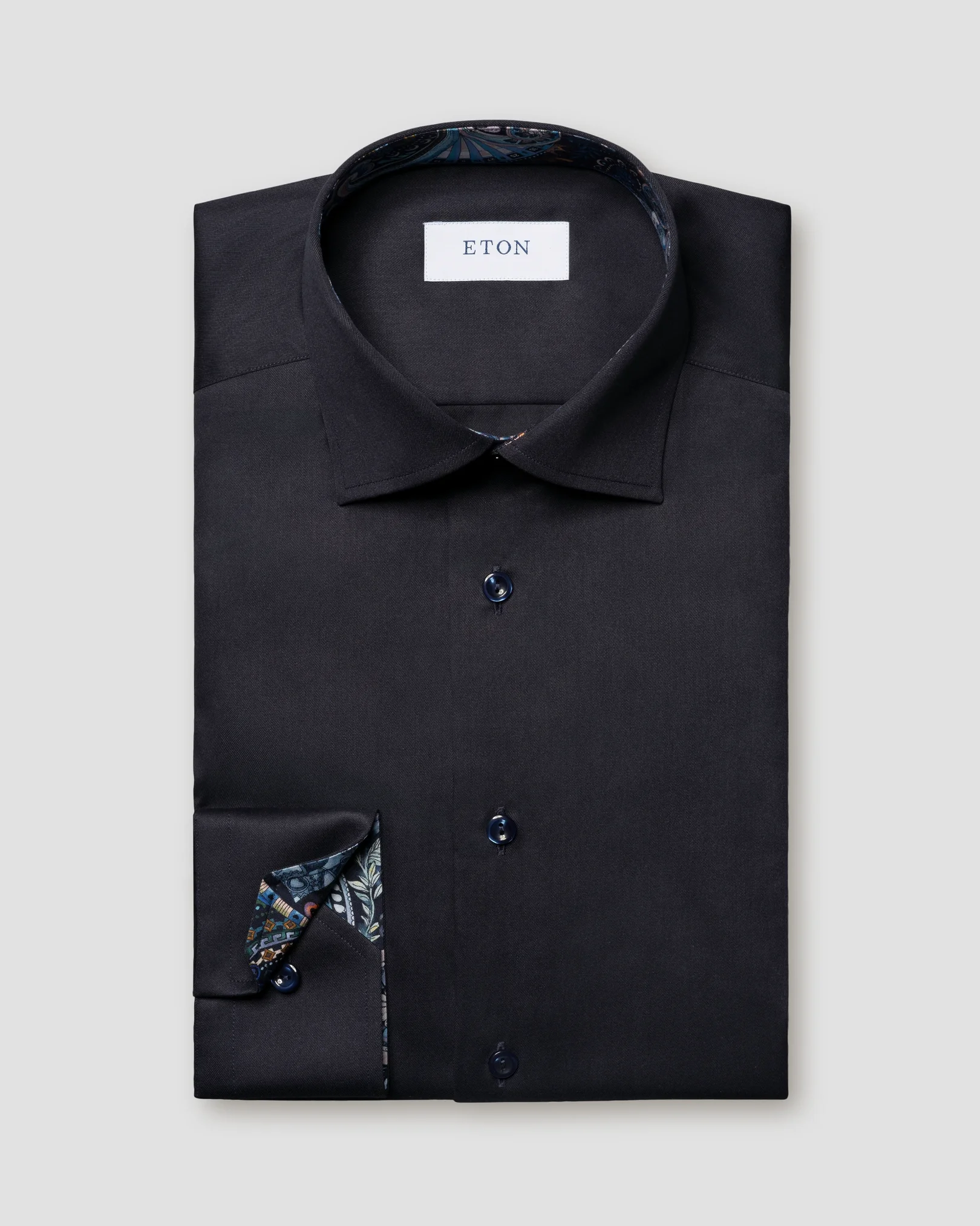 Eton - navy blue signature twill casino details