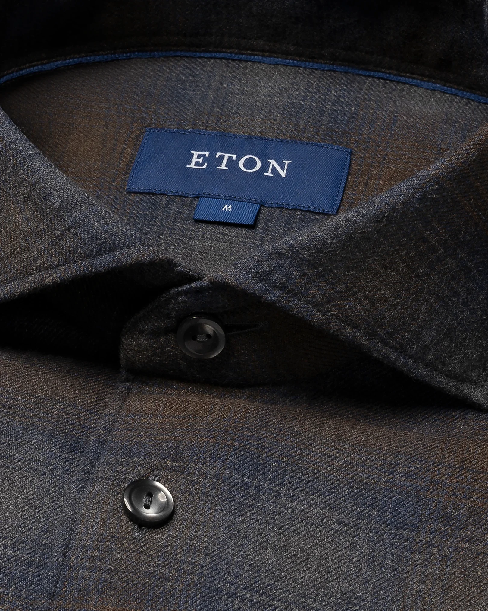 Eton - checked navy flannel shirt