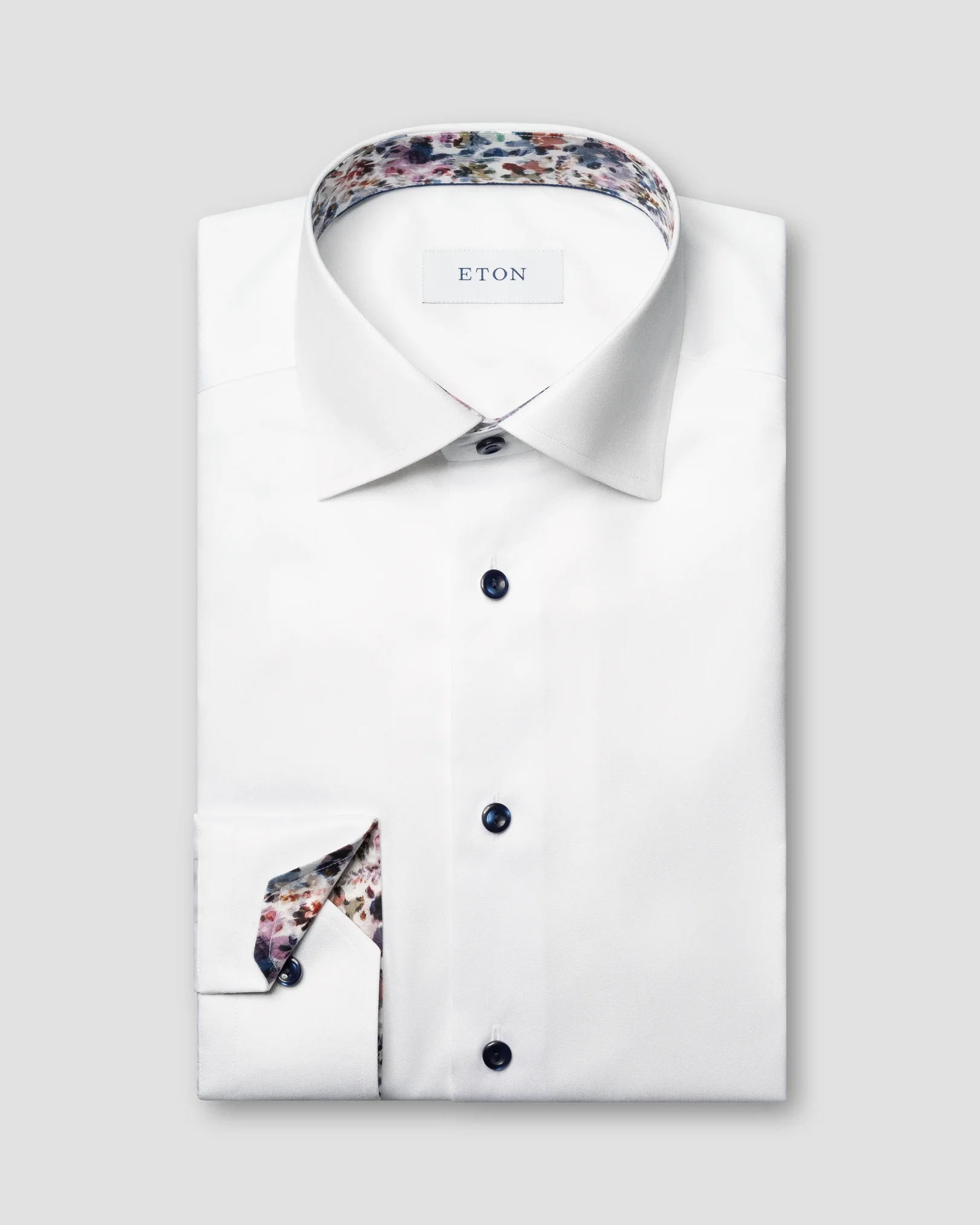 Eton - white floral effect signature twill shirt