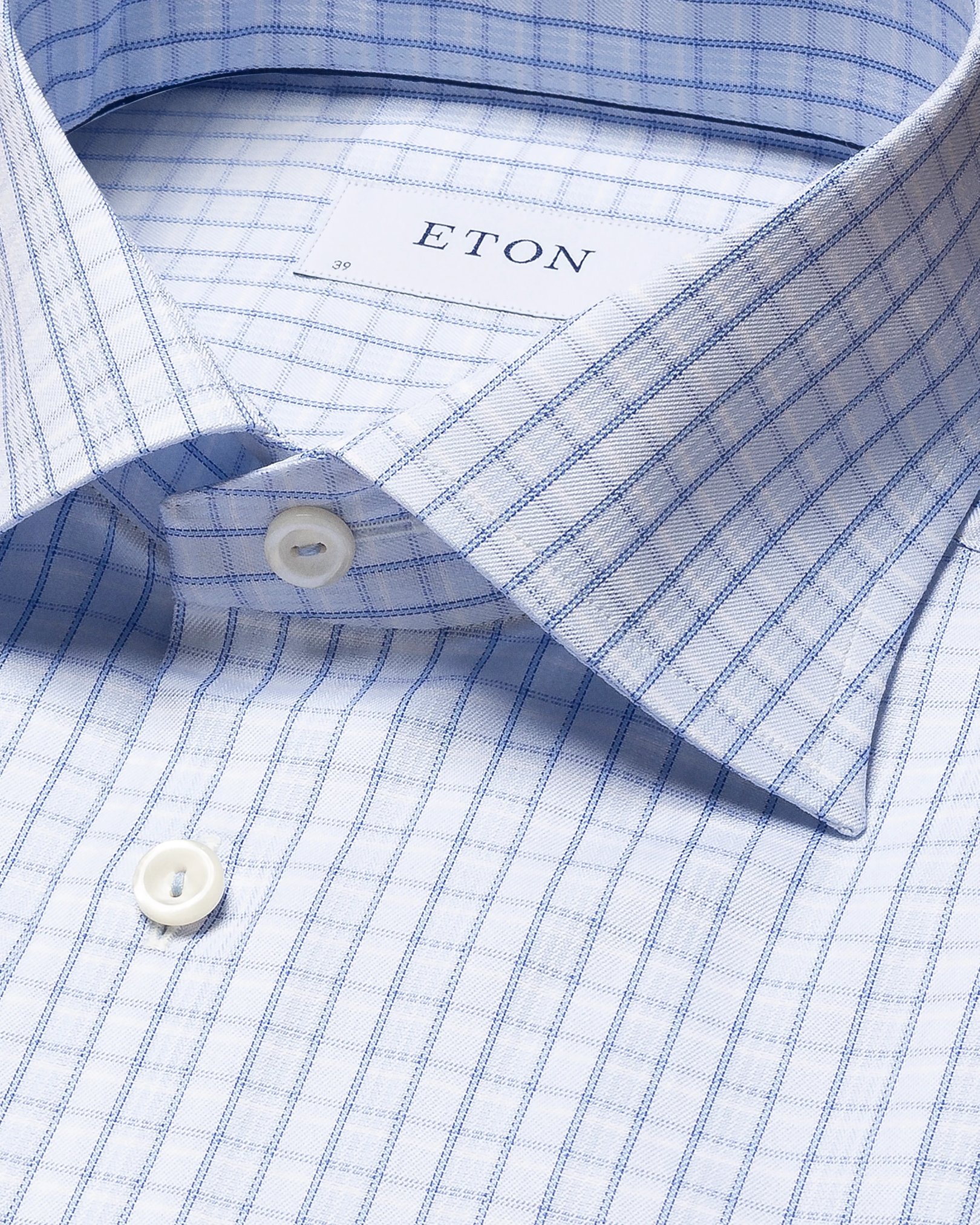Eton - light blue signature twill checked print