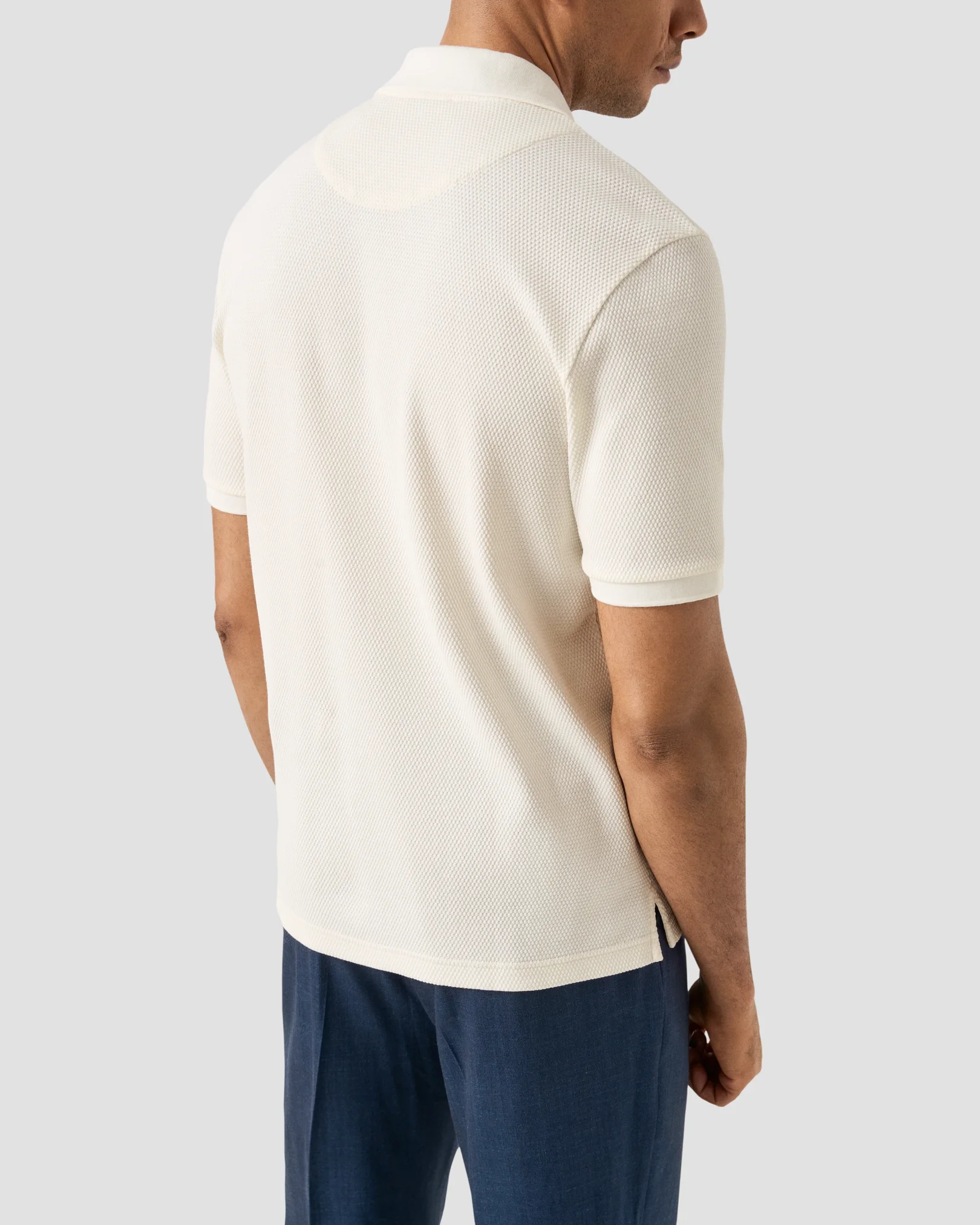 Eton - waffle open collar polo shirt