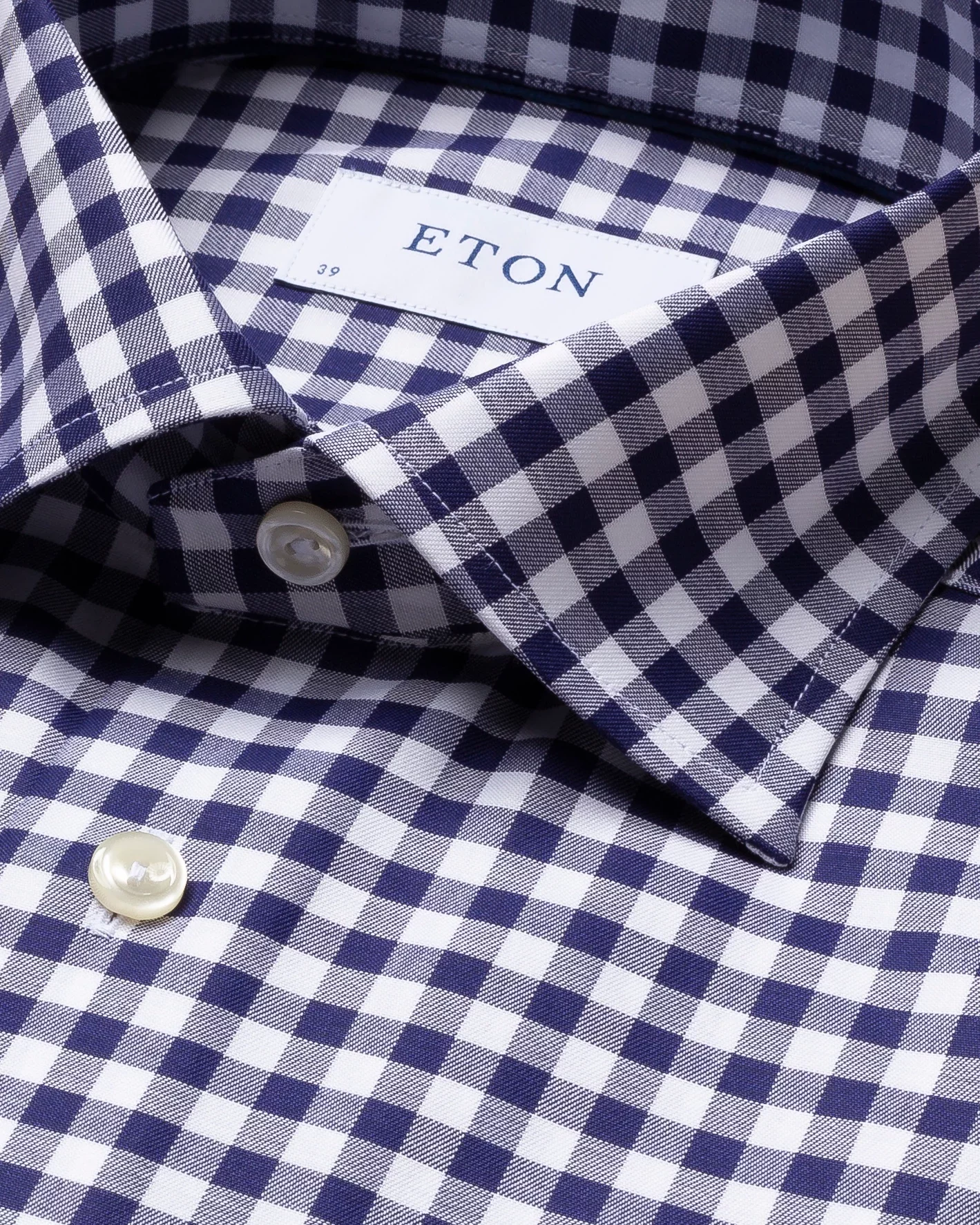 Eton - navy gingham check shirt