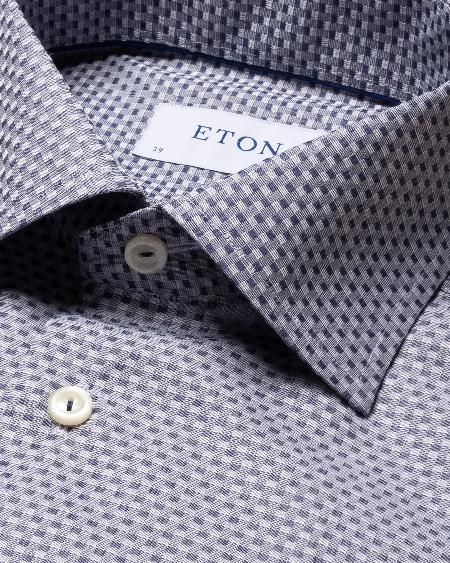 Eton - blue checked dobby shirt