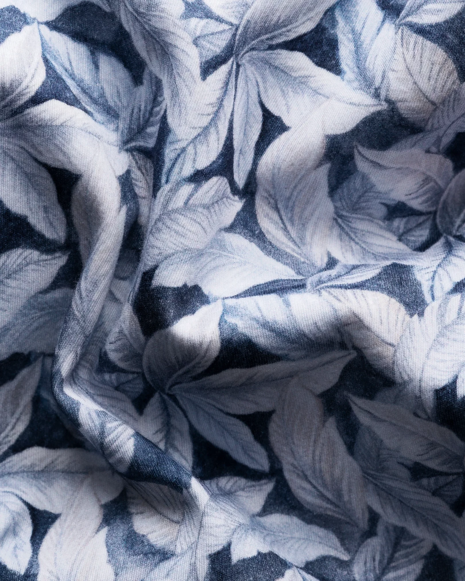 Eton - Light Blue Palm Print Cotton Four-Way Stretch Shirt