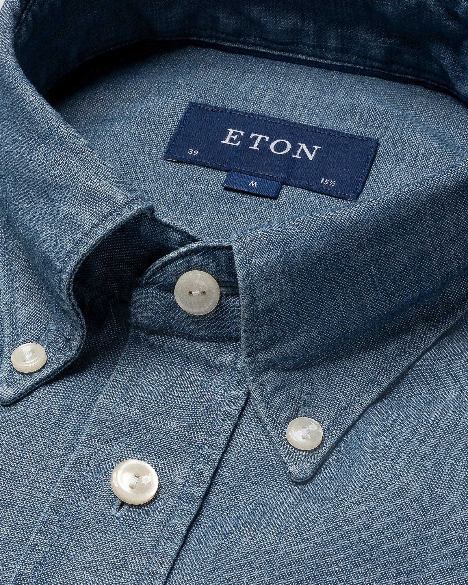 Eton - dark blue denim button down rounded single slim fit