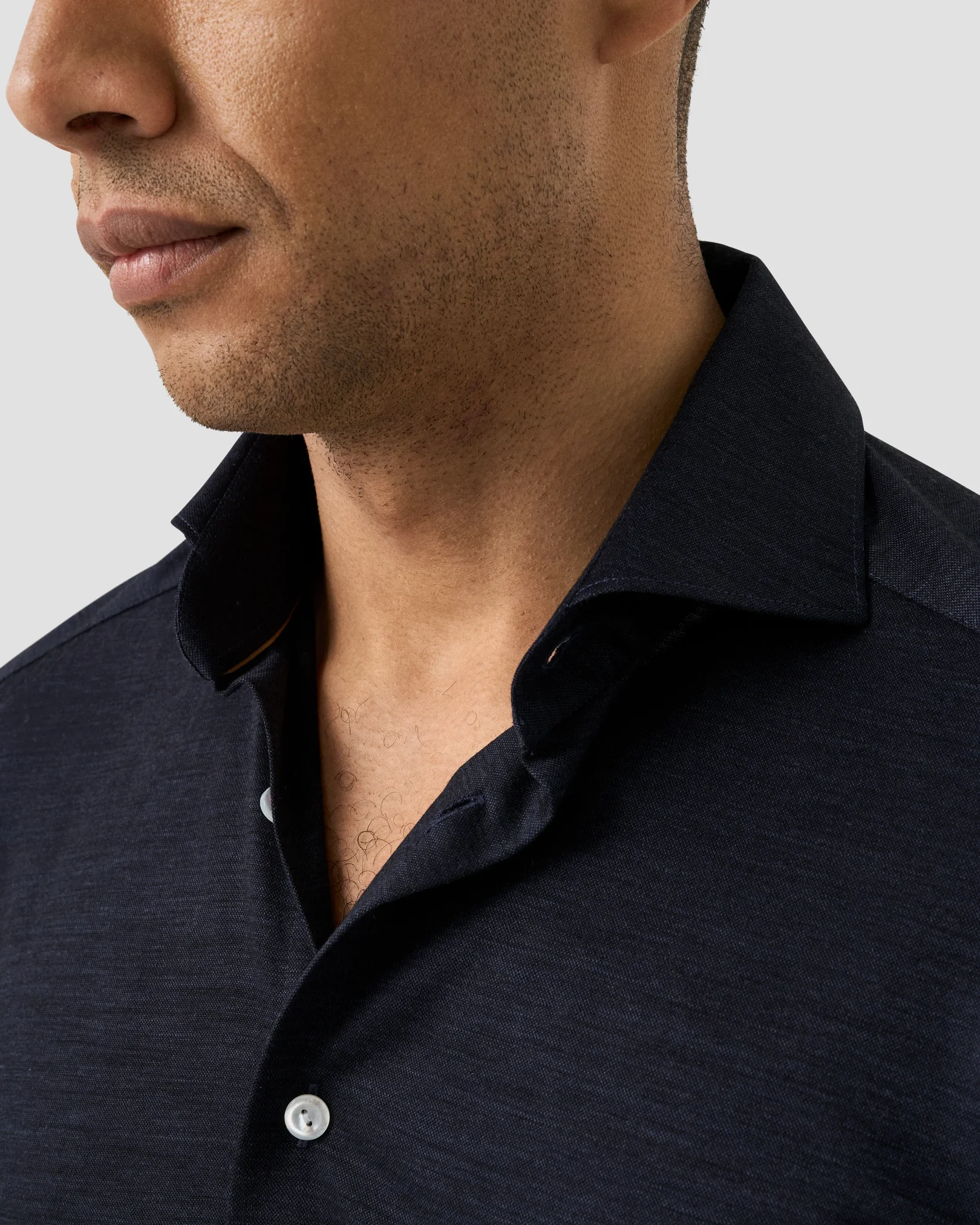 Eton - merino lyocell jersey shirt navy blue merino lyocell jersey shirt
