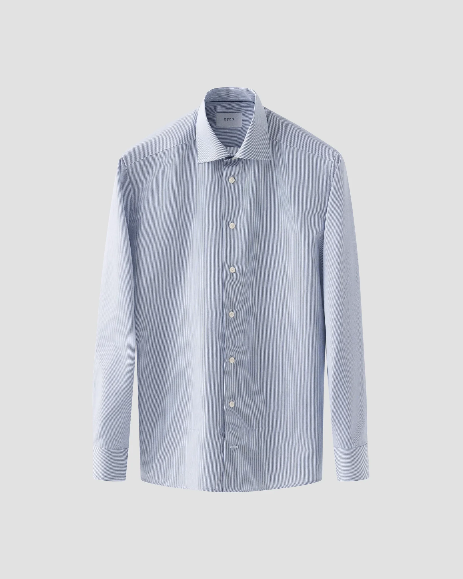 Eton - mid blue fine striped signature twill shirt