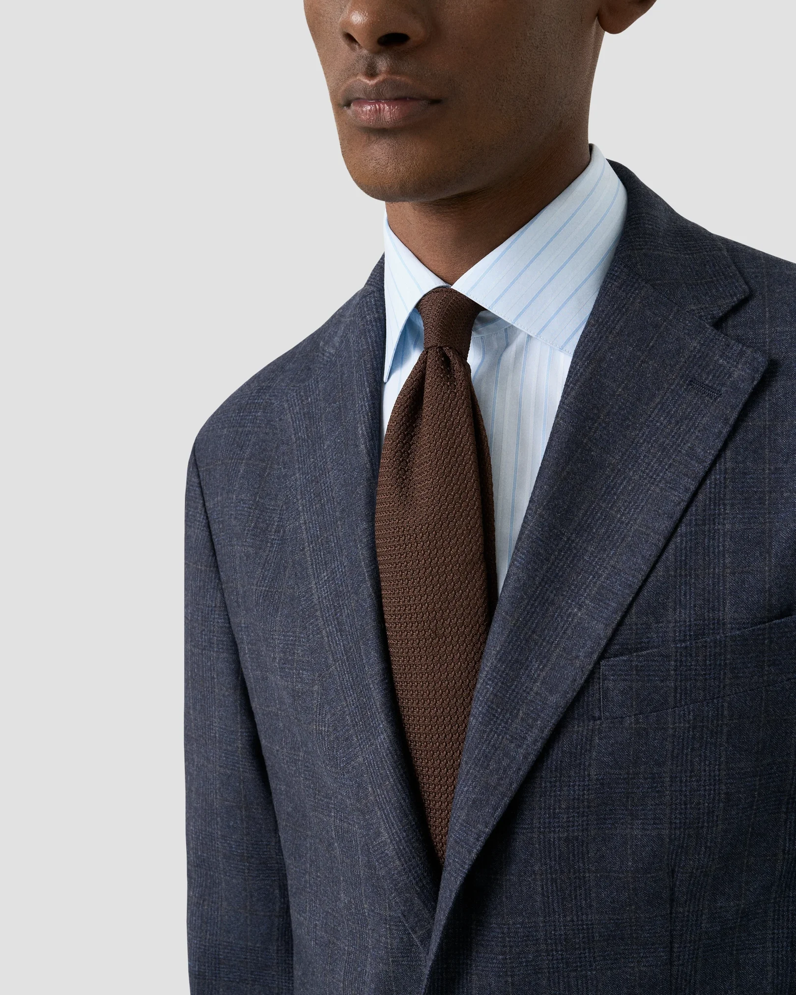 Eton - light blue striped supima 120 pique shirt