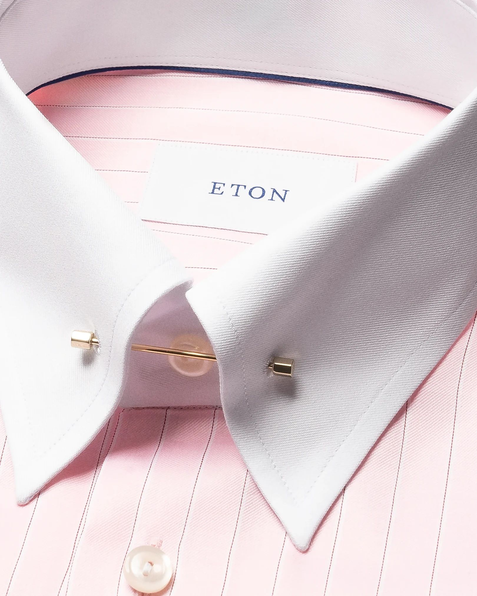 Eton - pink striped signature twill shirt pin