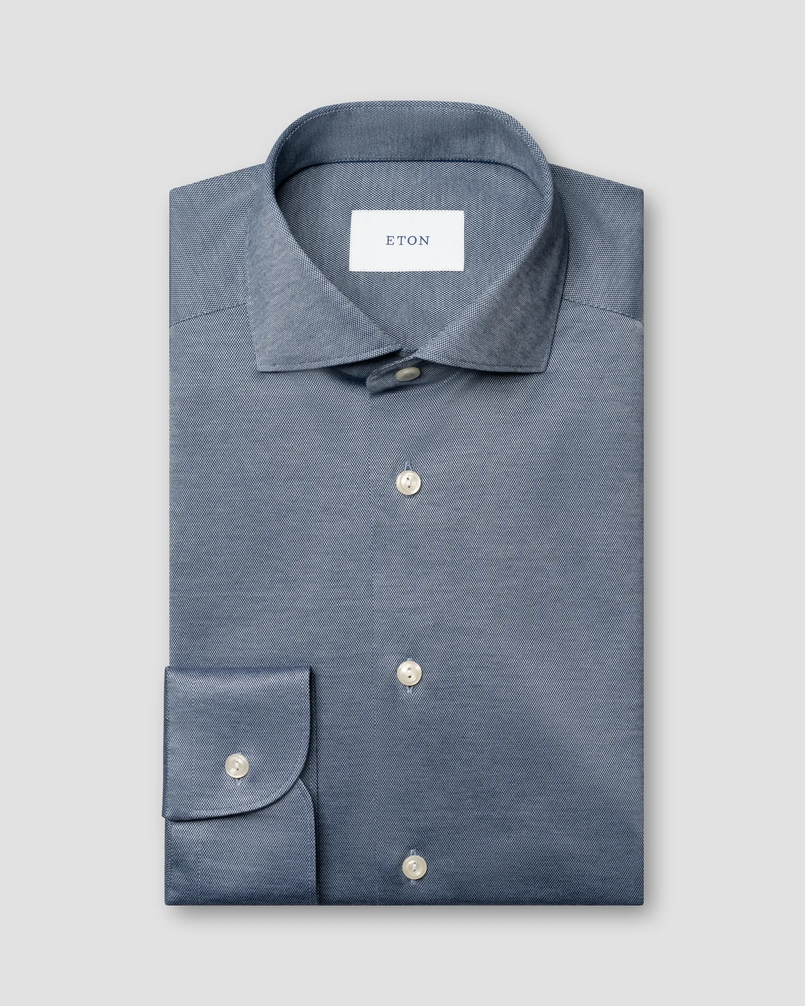 Eton - filo di scozia knit shirt dark blue filo di scozia knit shirt