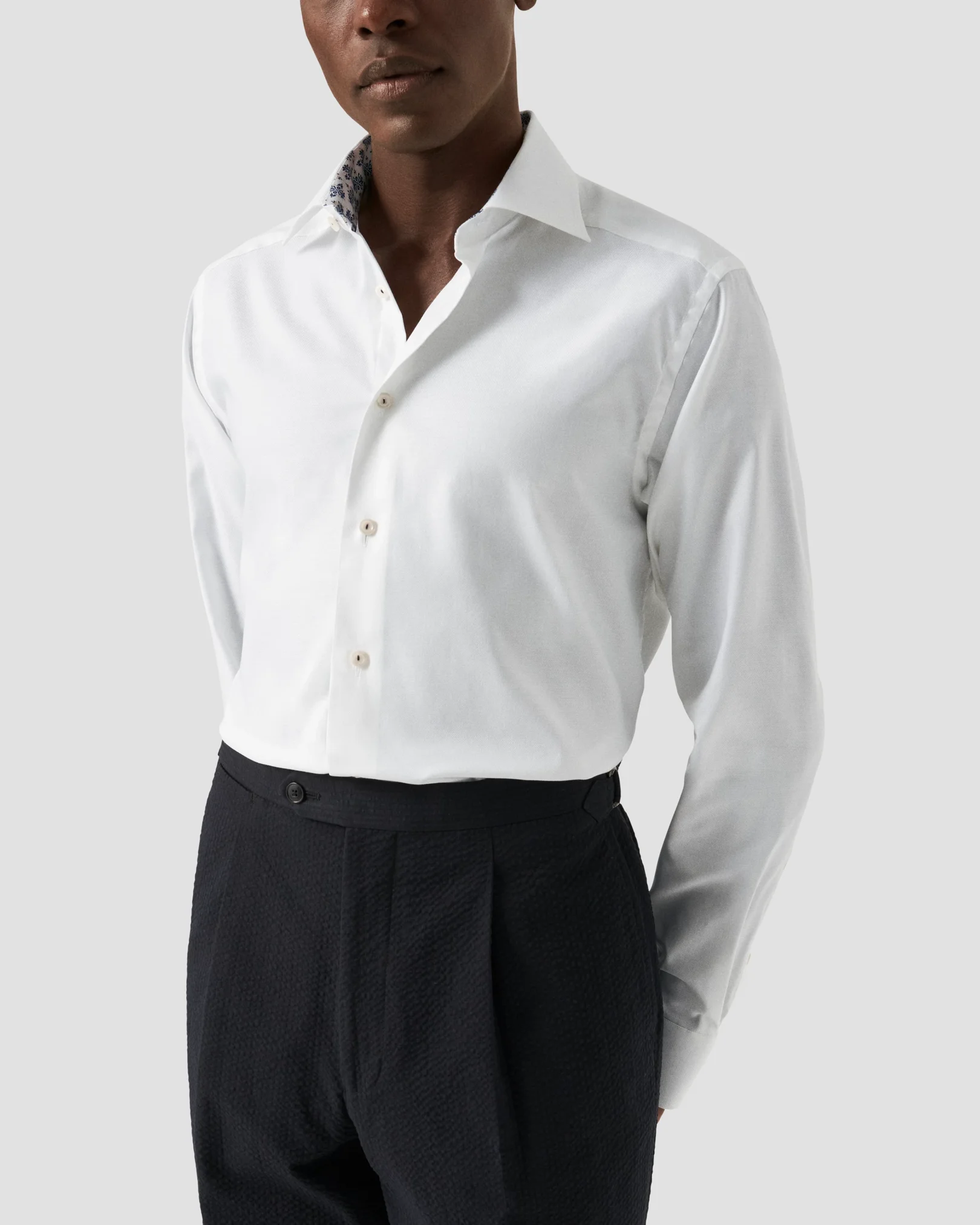 Eton - white twill shirt with special details