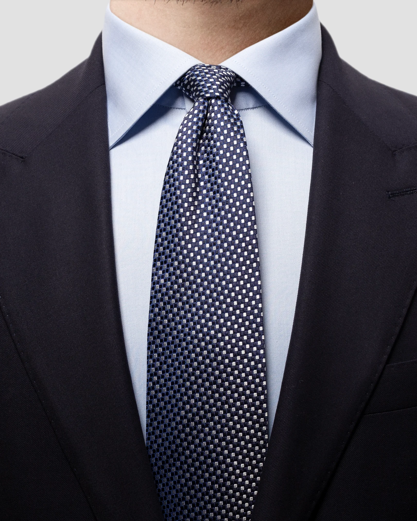 Eton - navy dotted silk tie