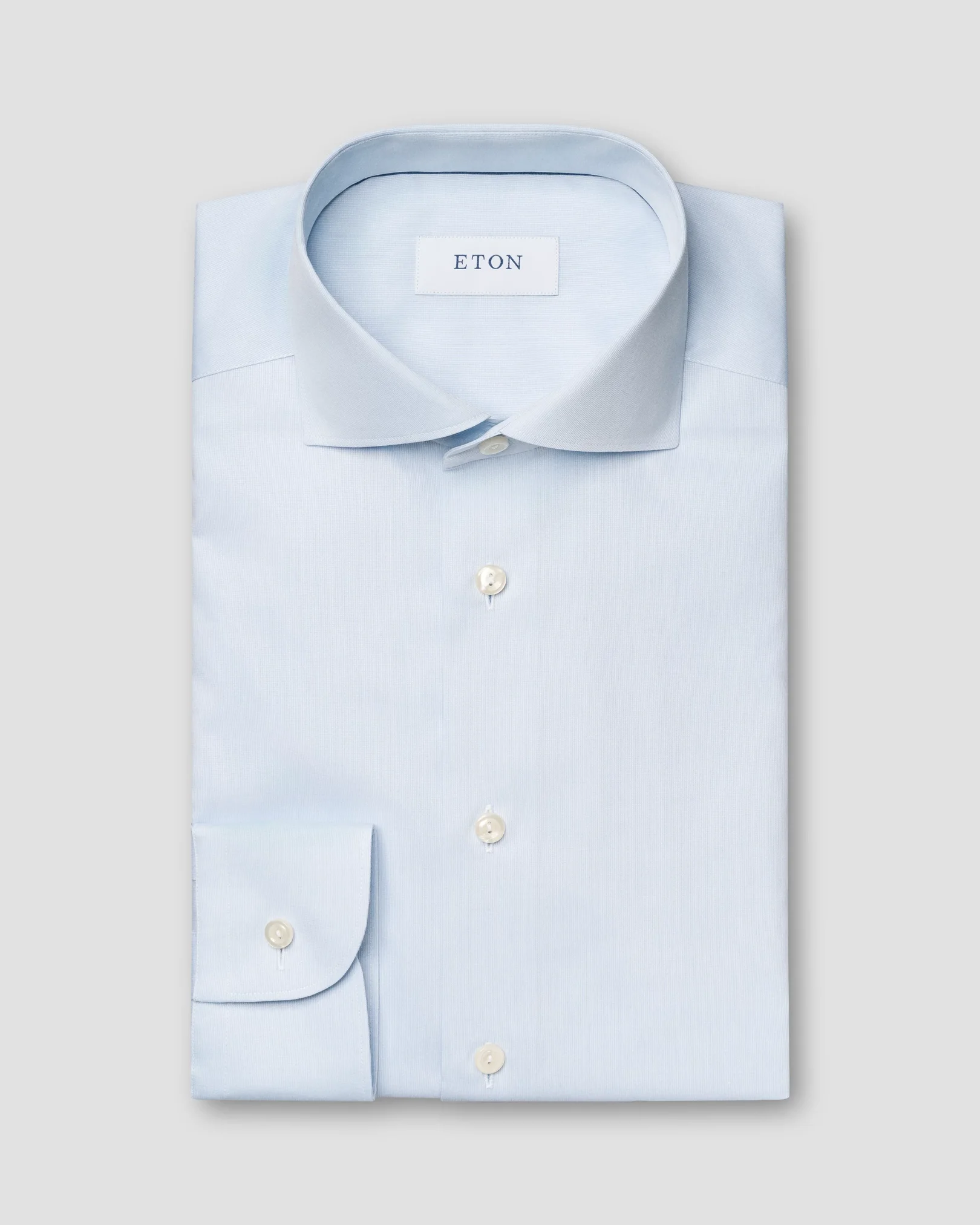 Eton - light blue semi solid piquet shirt