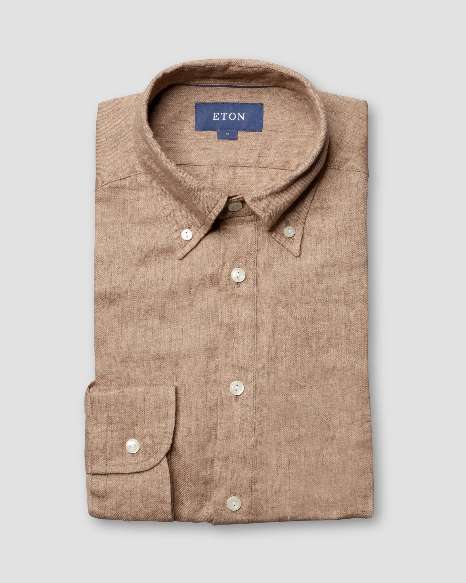 Beige luxe linen popover shirt - Eton