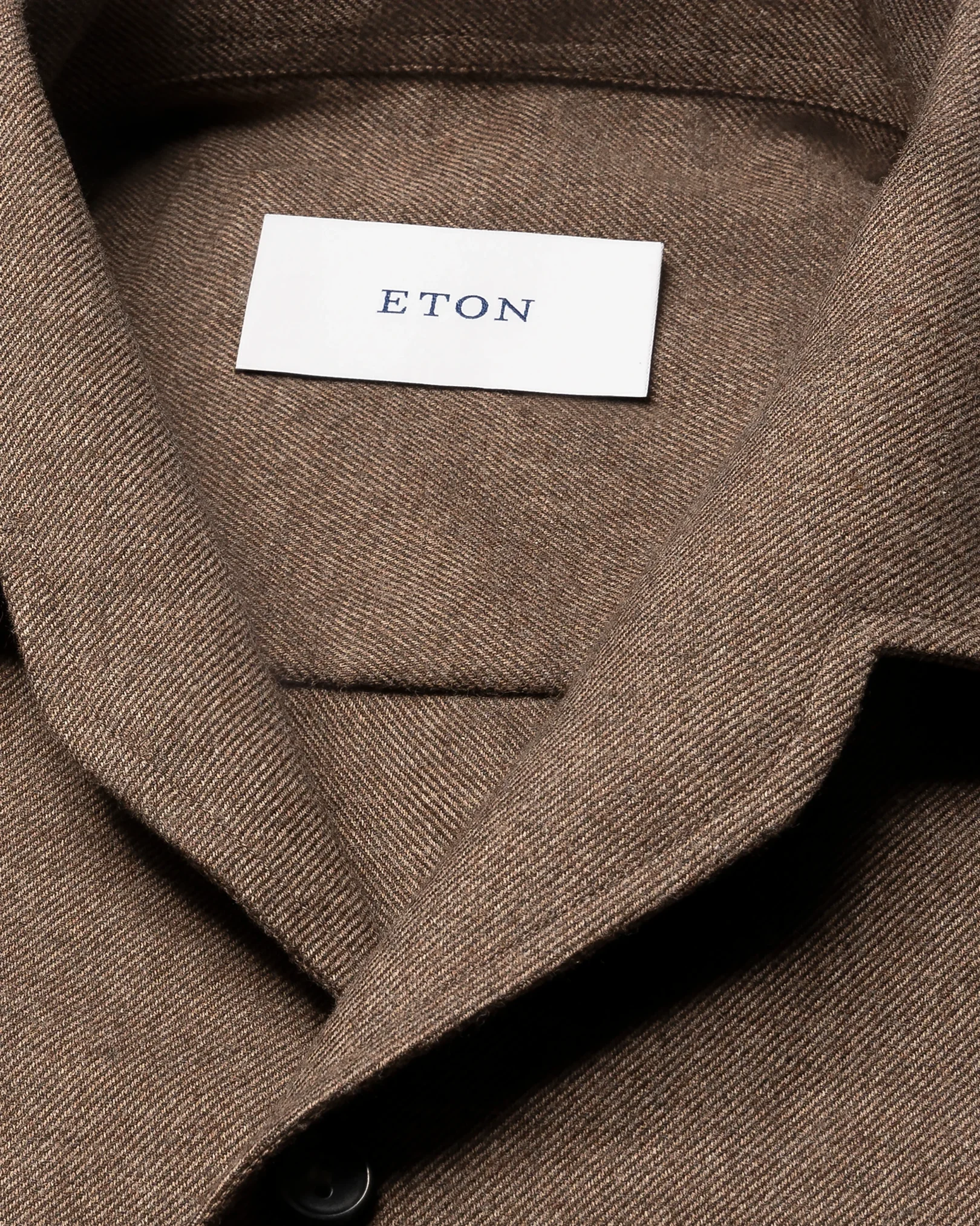 Eton - solid flannel shirt brown solid flannel shirt