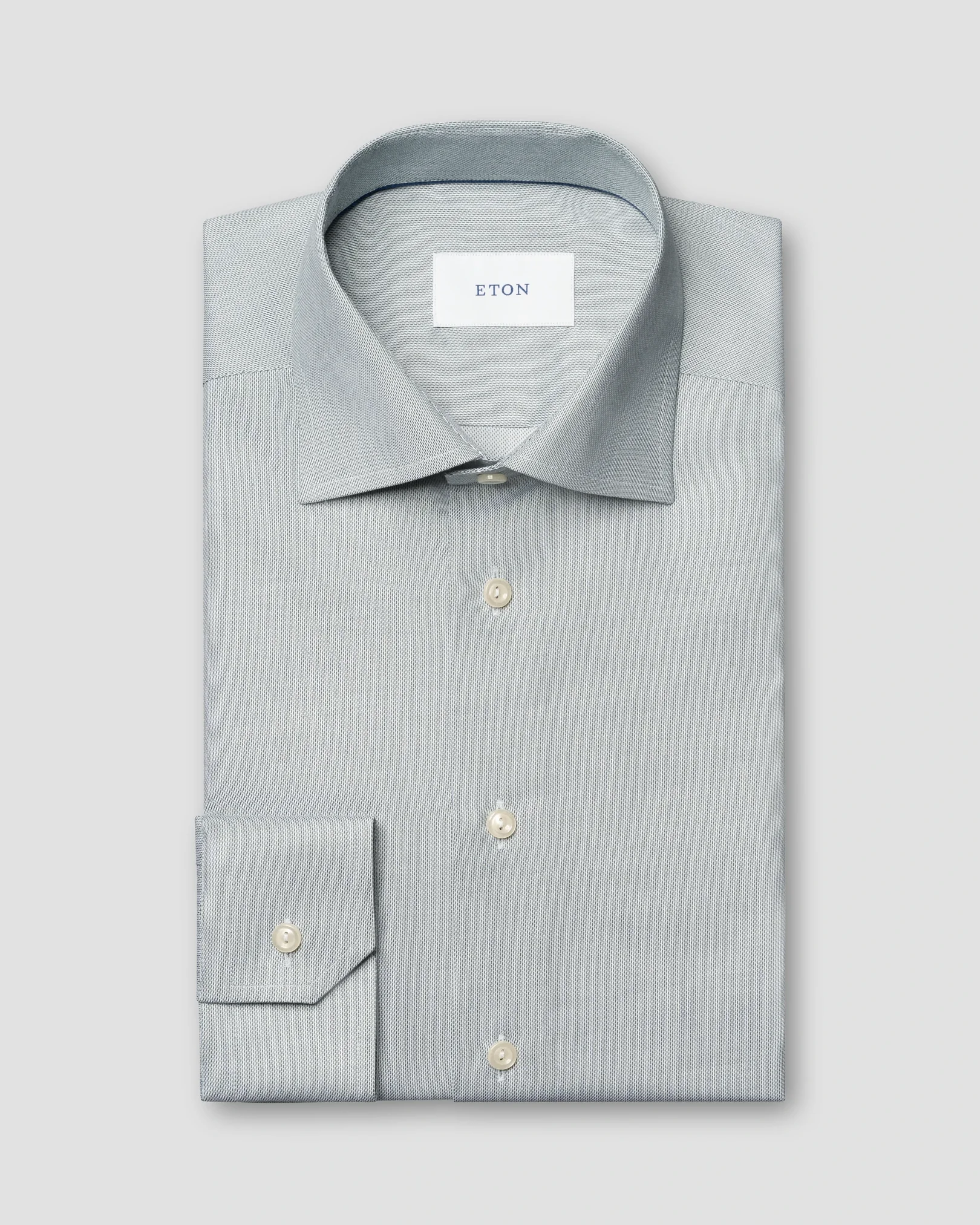 Eton - dark green semi solid twill shirt