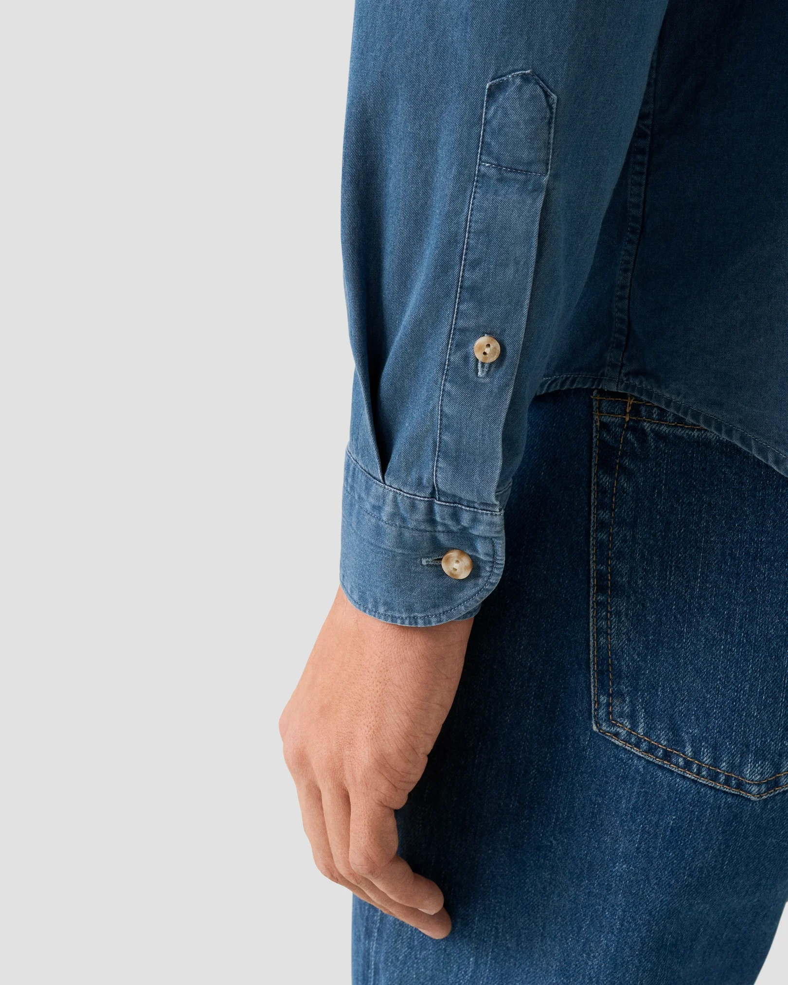 Eton - navy blue lightweight denim shirt 258