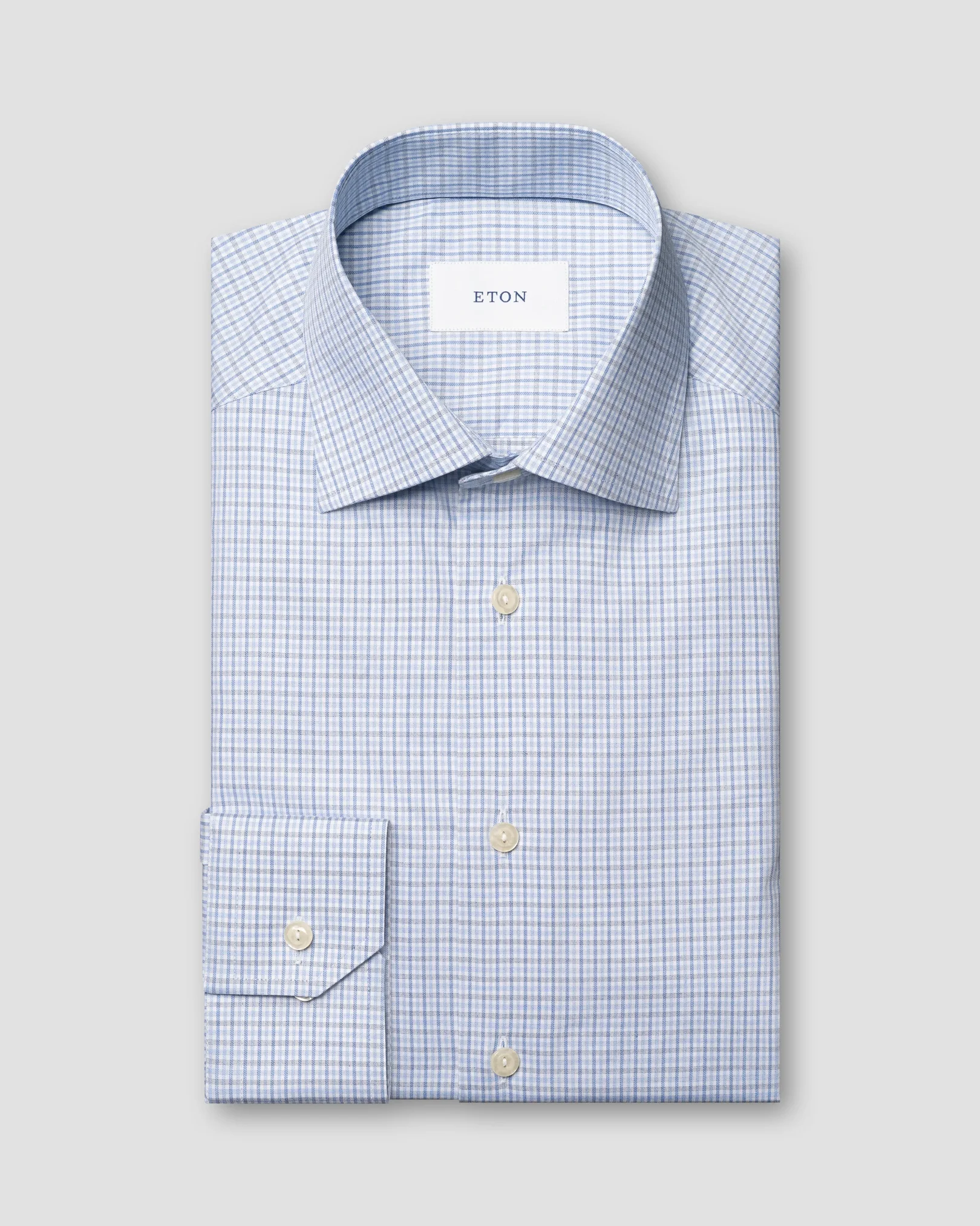 Eton - micro check twill shirt