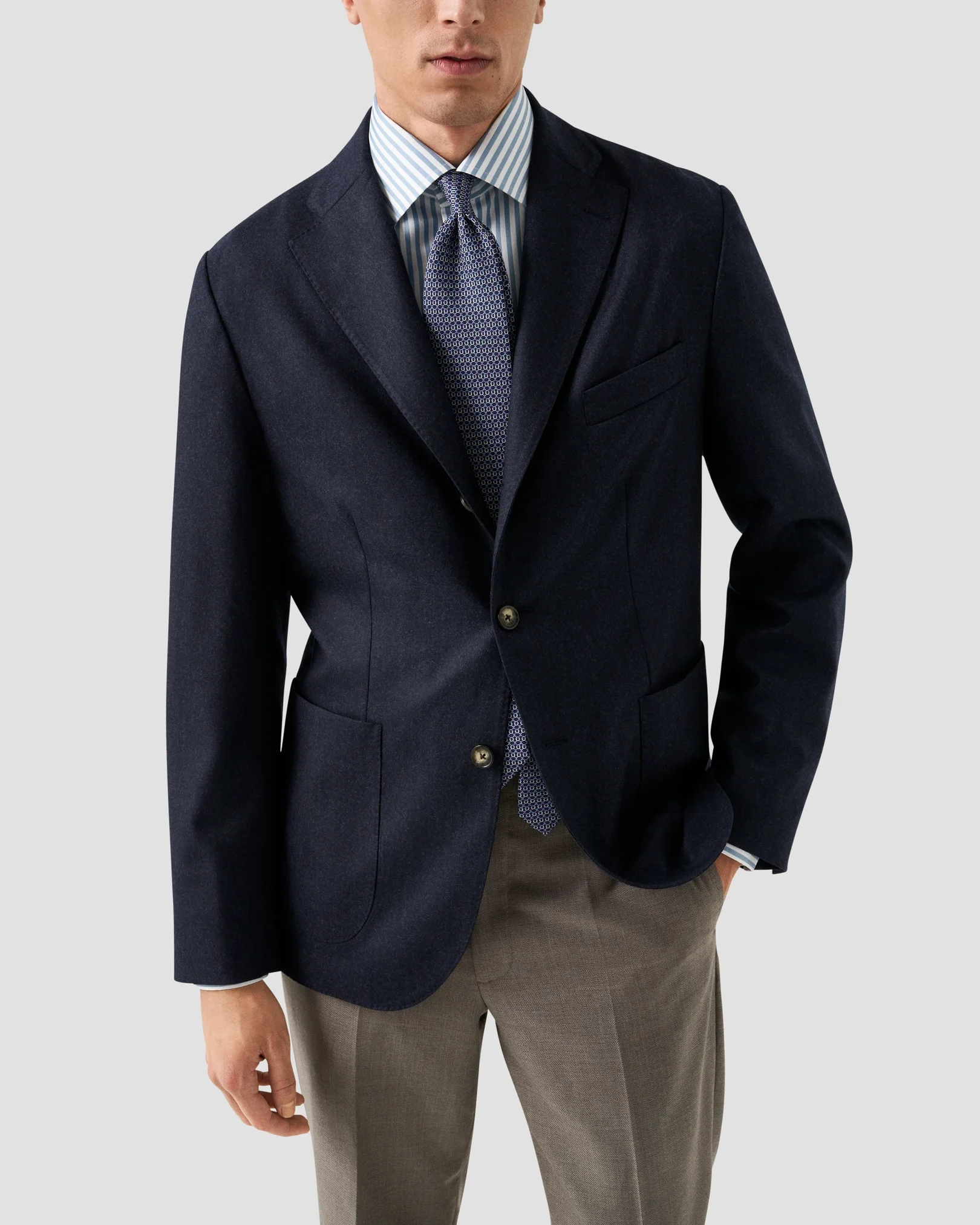 Eton - mid blue bengal striped signature twill shirt