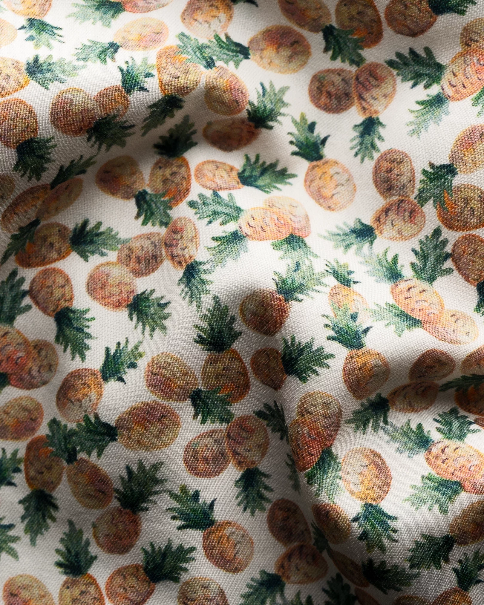 Eton - Orange Pineapple Print Cotton & TENCEL™ Lyocell Shirt