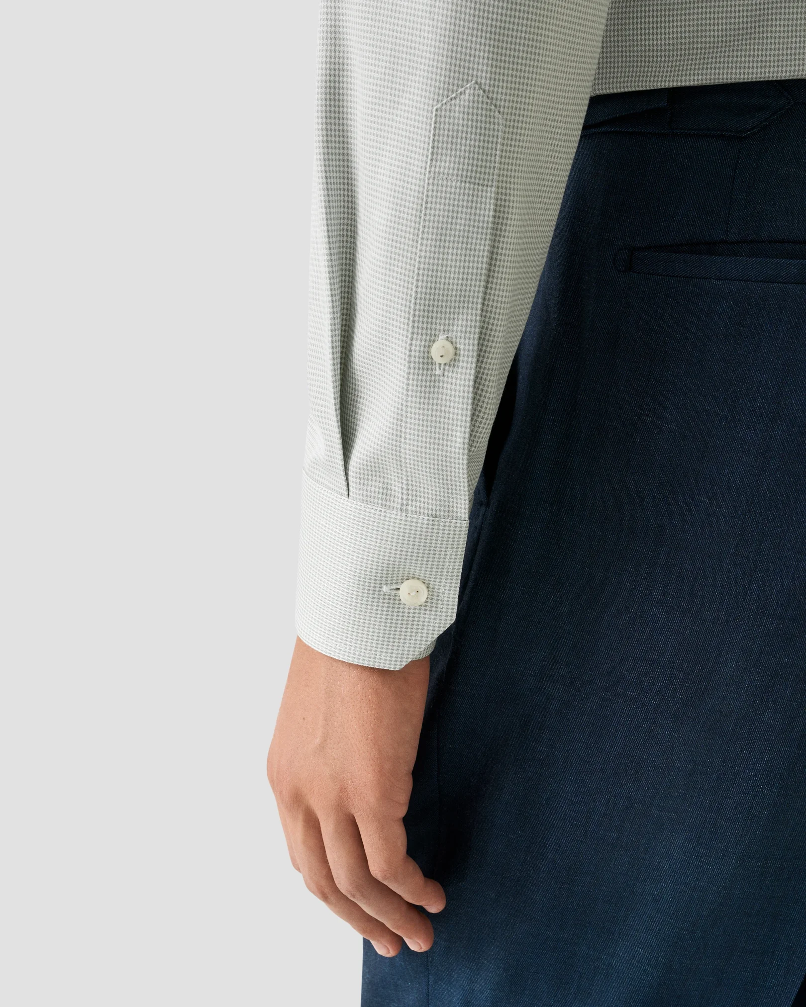 Eton - light green houndstooth signature twill shirt