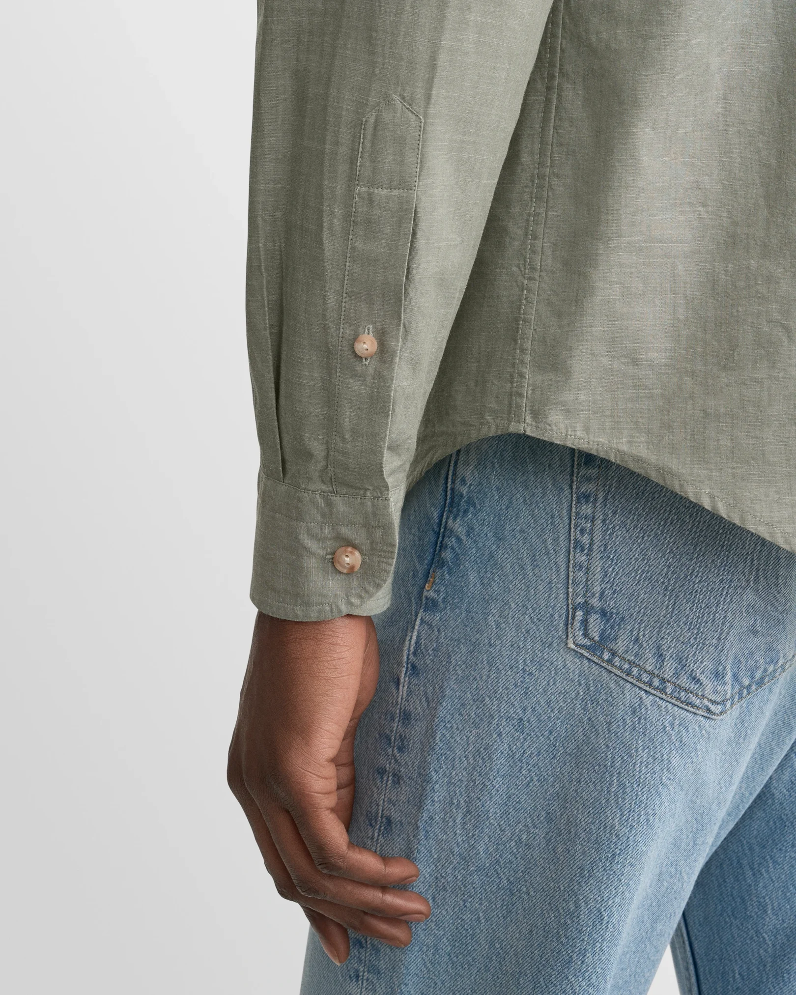 Eton - dark green solid chambray shirt 261