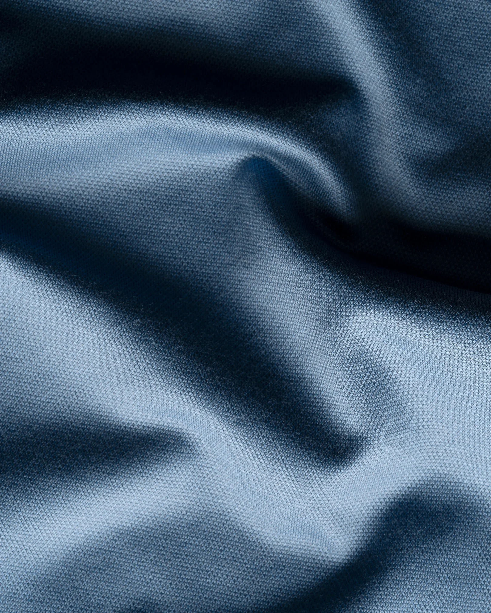 Eton - blue filo di scozia knit shirt wide spread 268