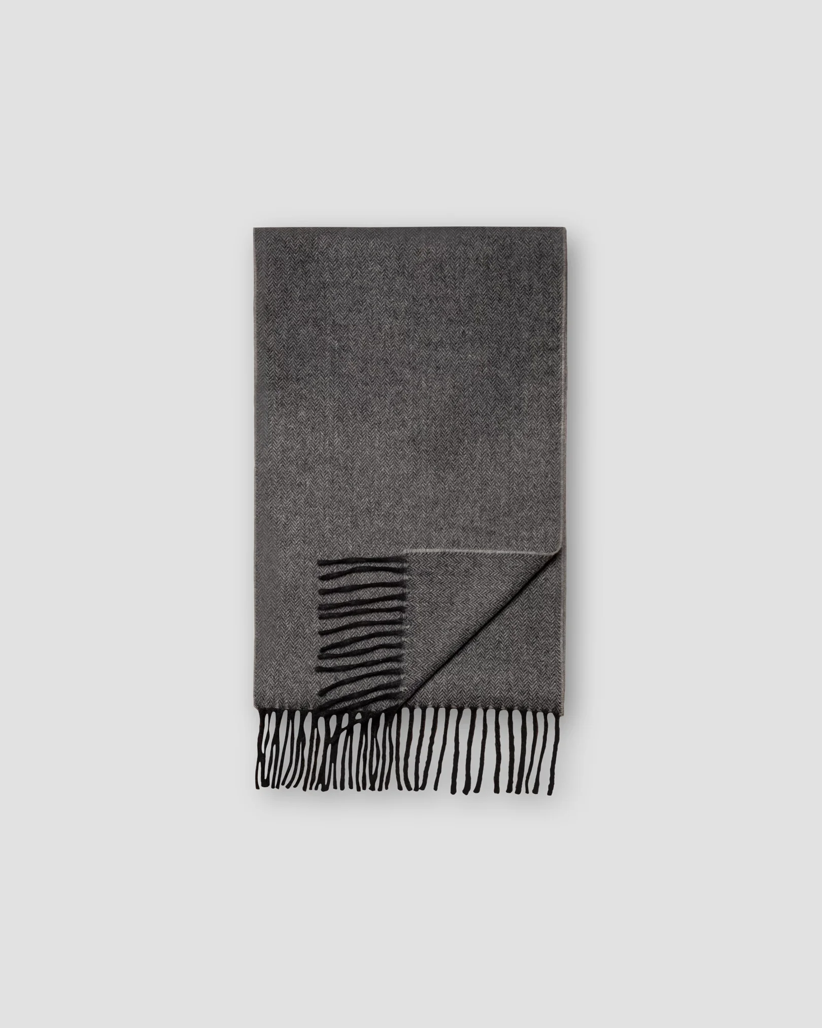 Gray Herringbone Wool Scarf - Eton