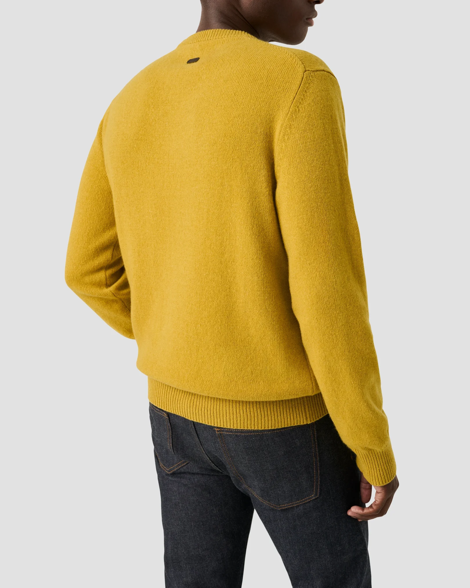 Eton - yellow cashmere knit crew neck
