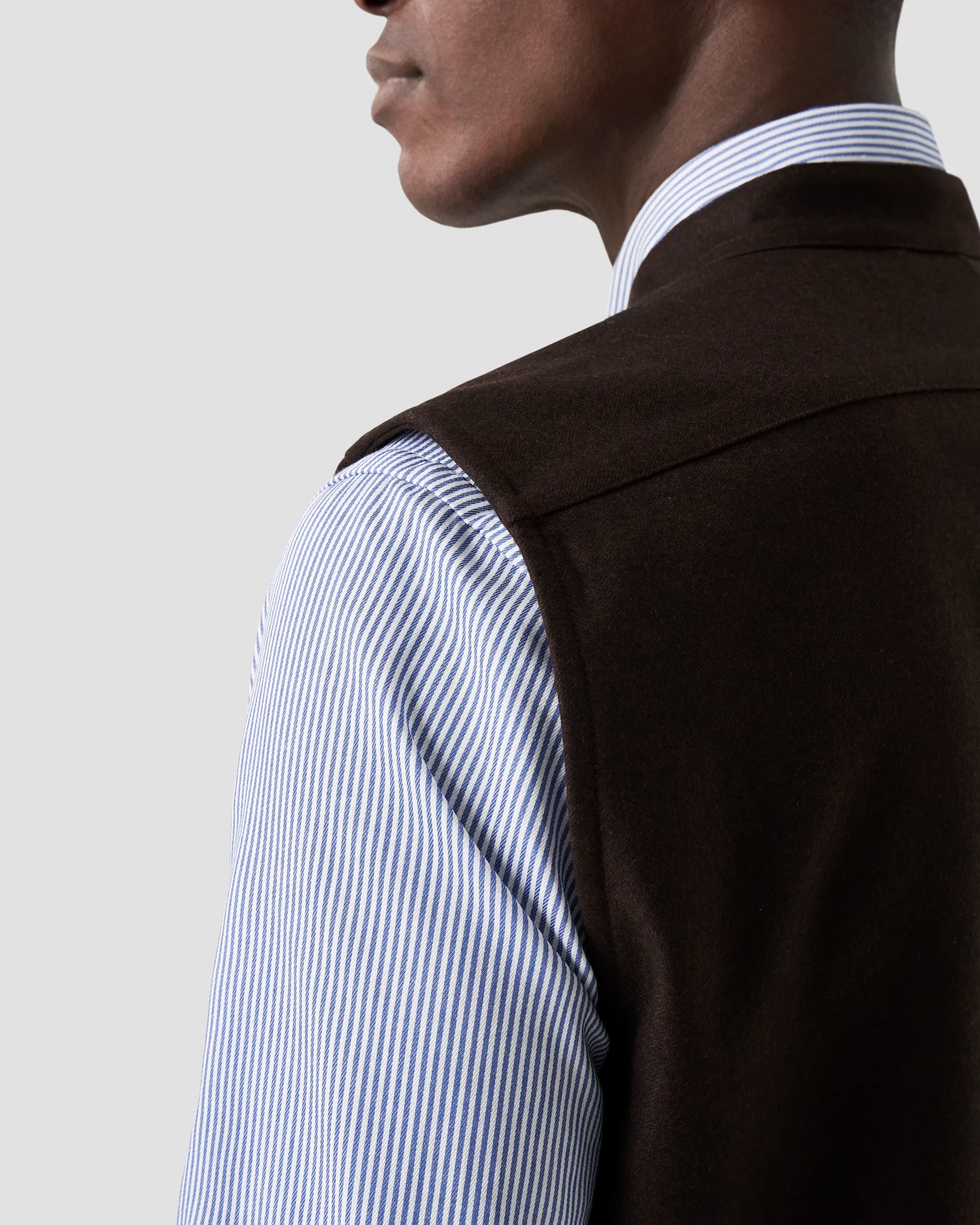 Eton - Dark Brown Wool-Cashmere Flannel Vest