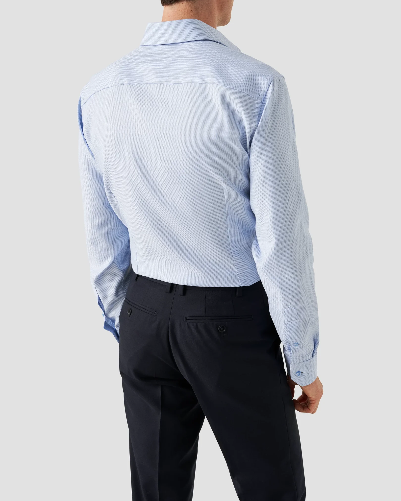 Eton - micro pinstriped light blue twill shirt