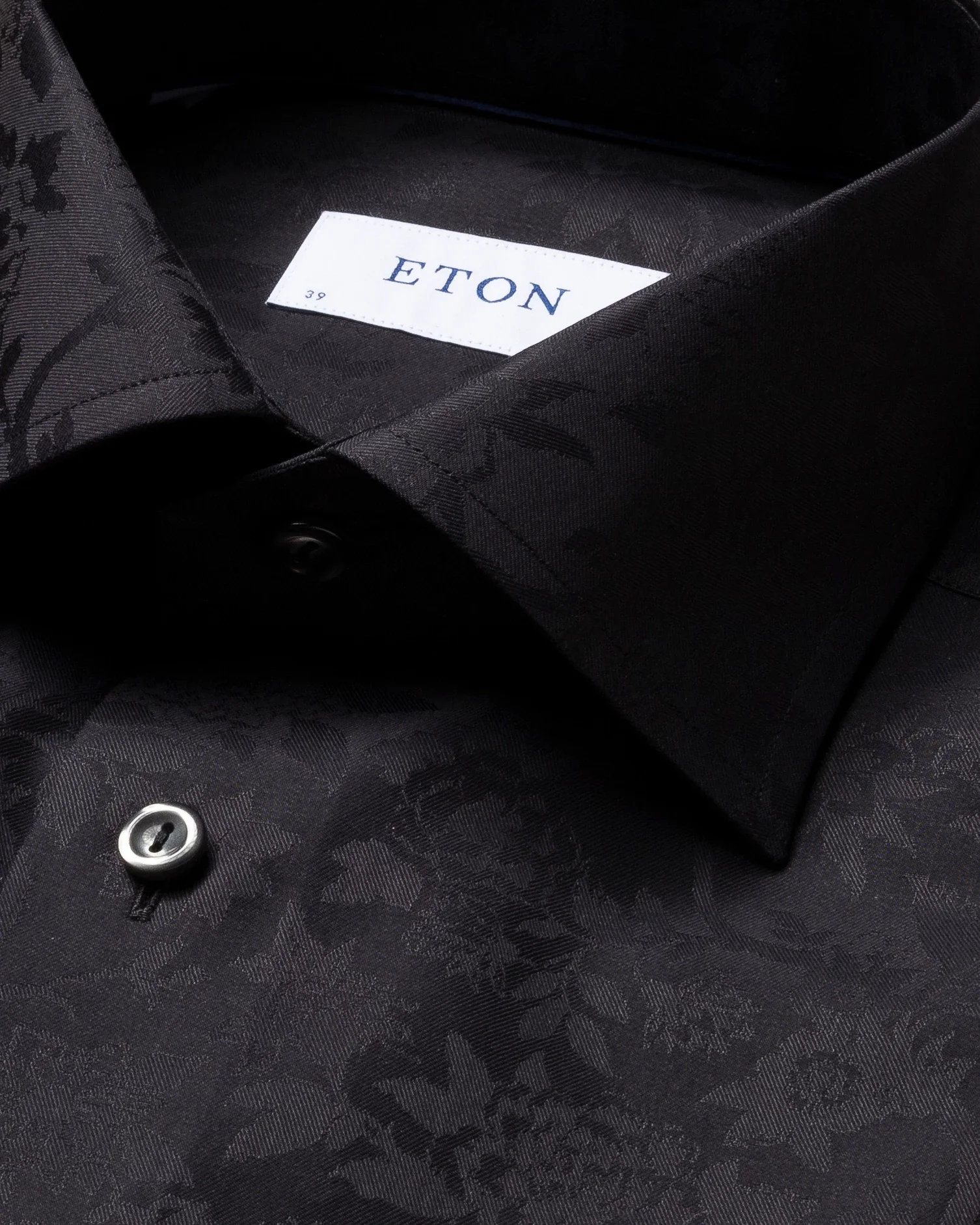 Eton - black floral jacquard shirt cut away single