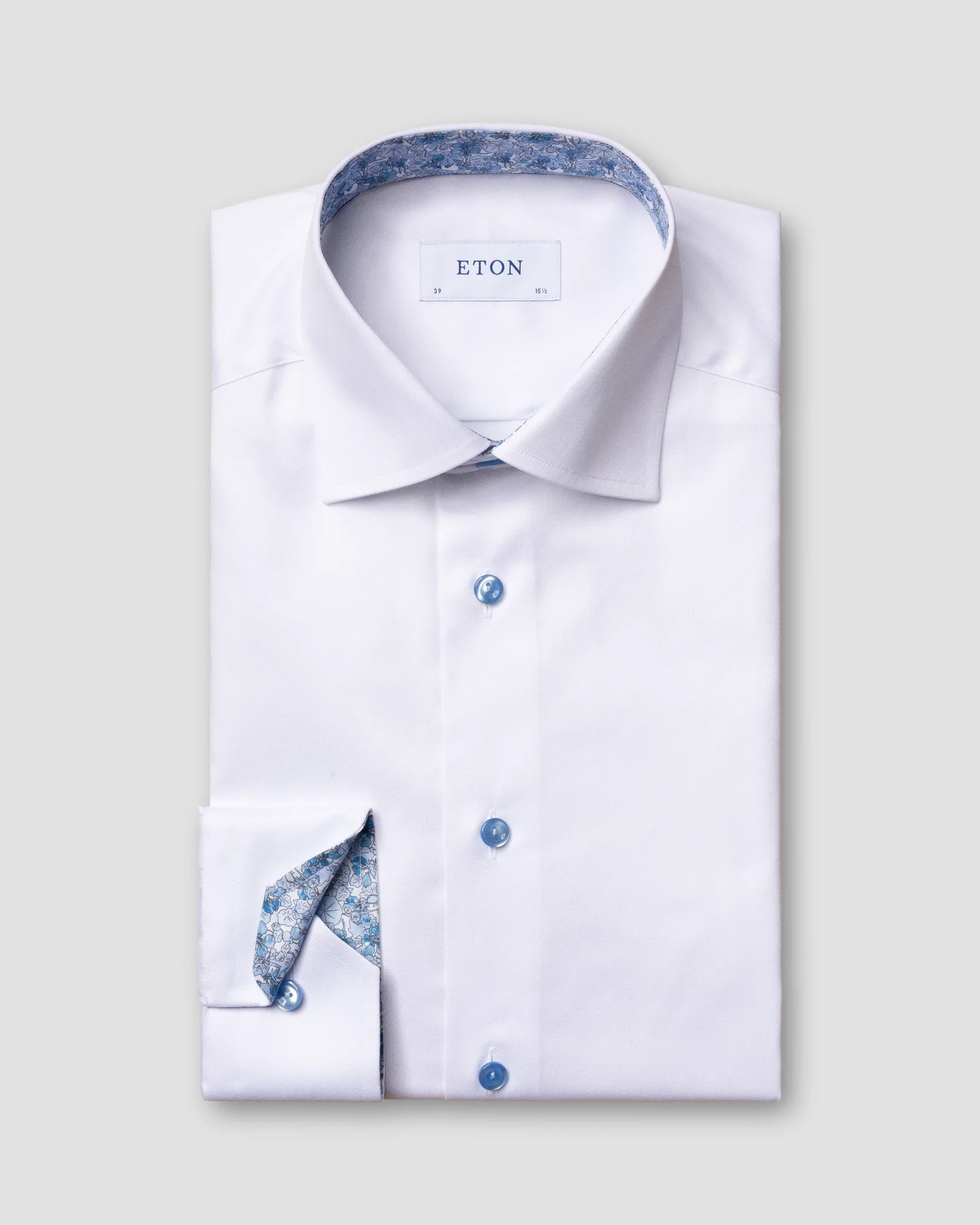 Eton - white twill shirt blue details
