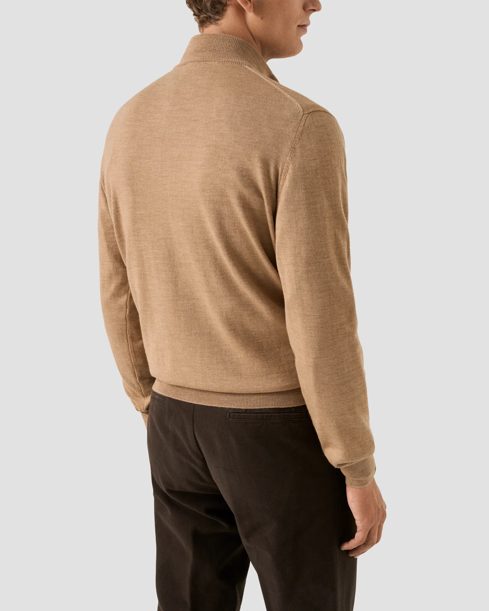 Eton - yellow merino quarter zip knit sweater