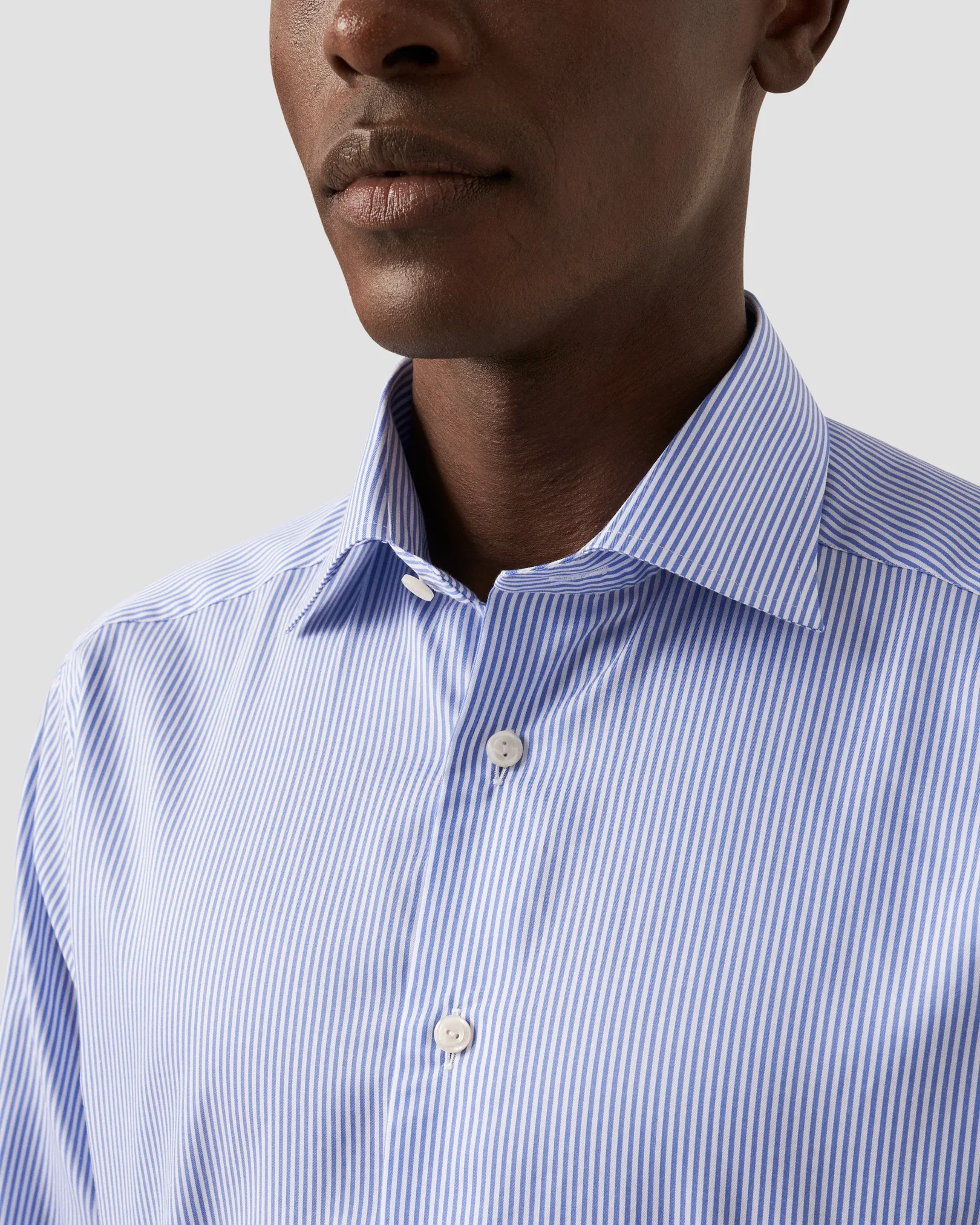 Mid Blue Striped Fine Twill Shirt - Eton