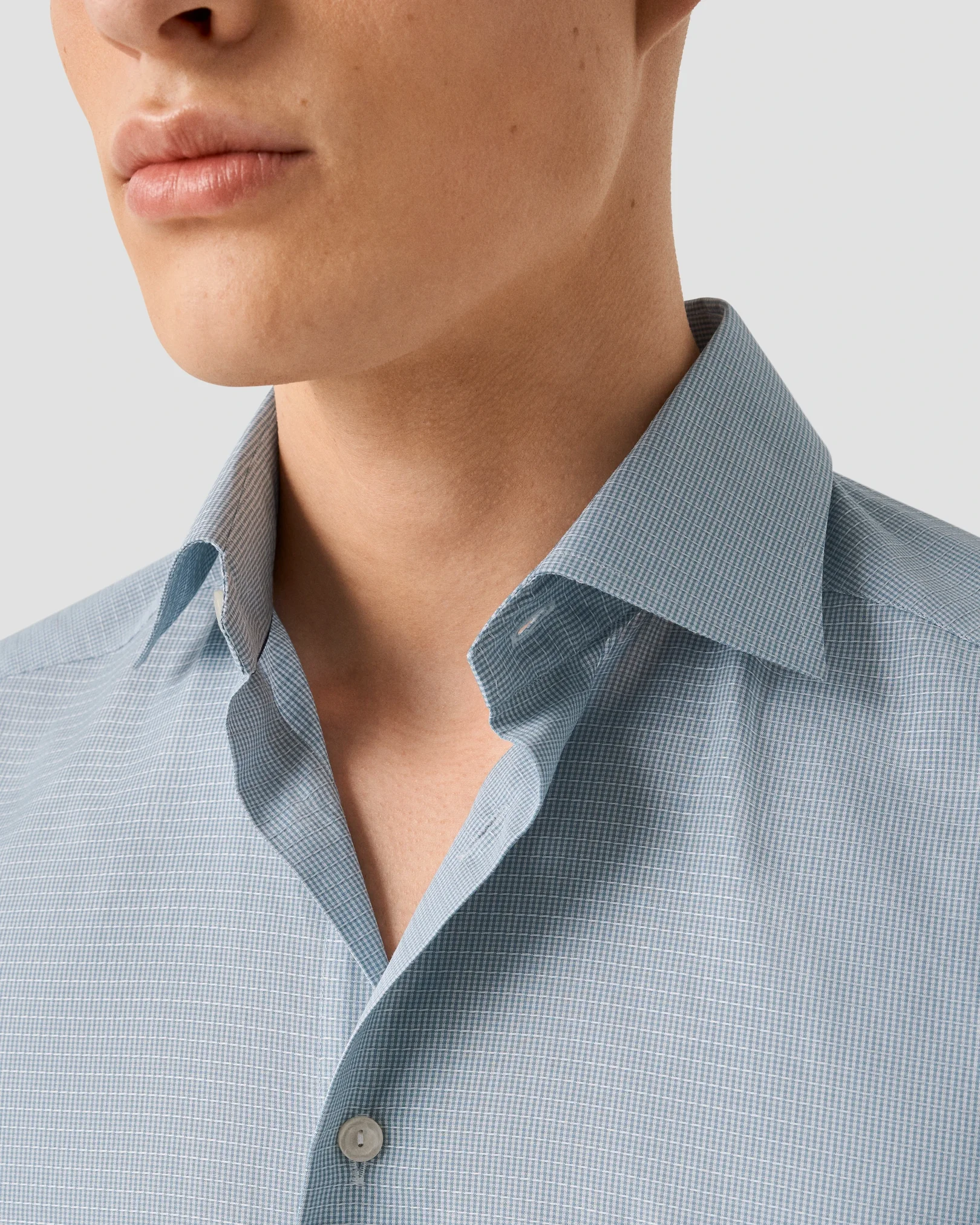 Eton - mid blue semi solid signature dobby shirt