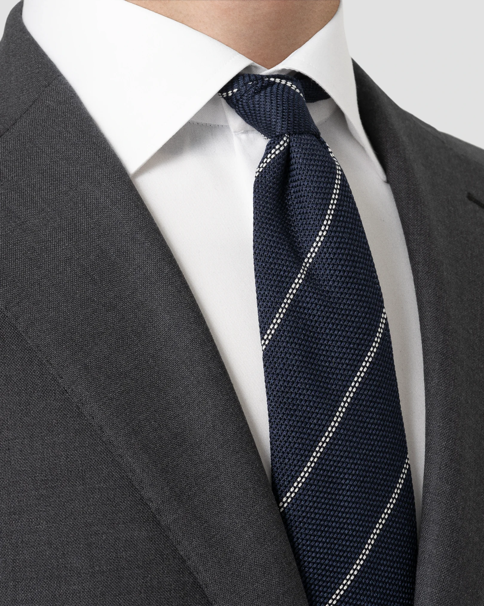 Eton - navy blue striped grenadine silk tie