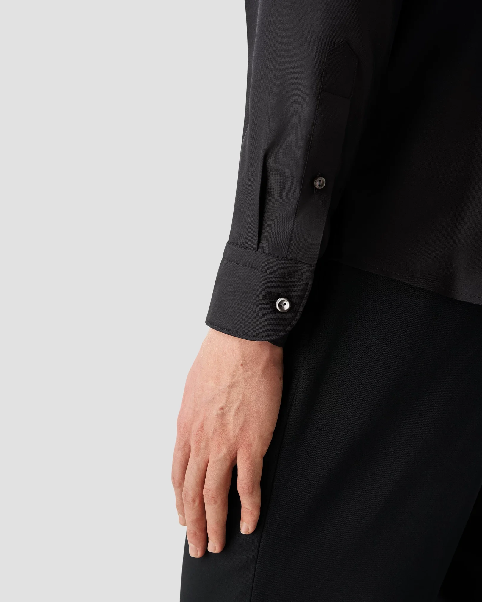 Black Silk Twill Shirt - Eton