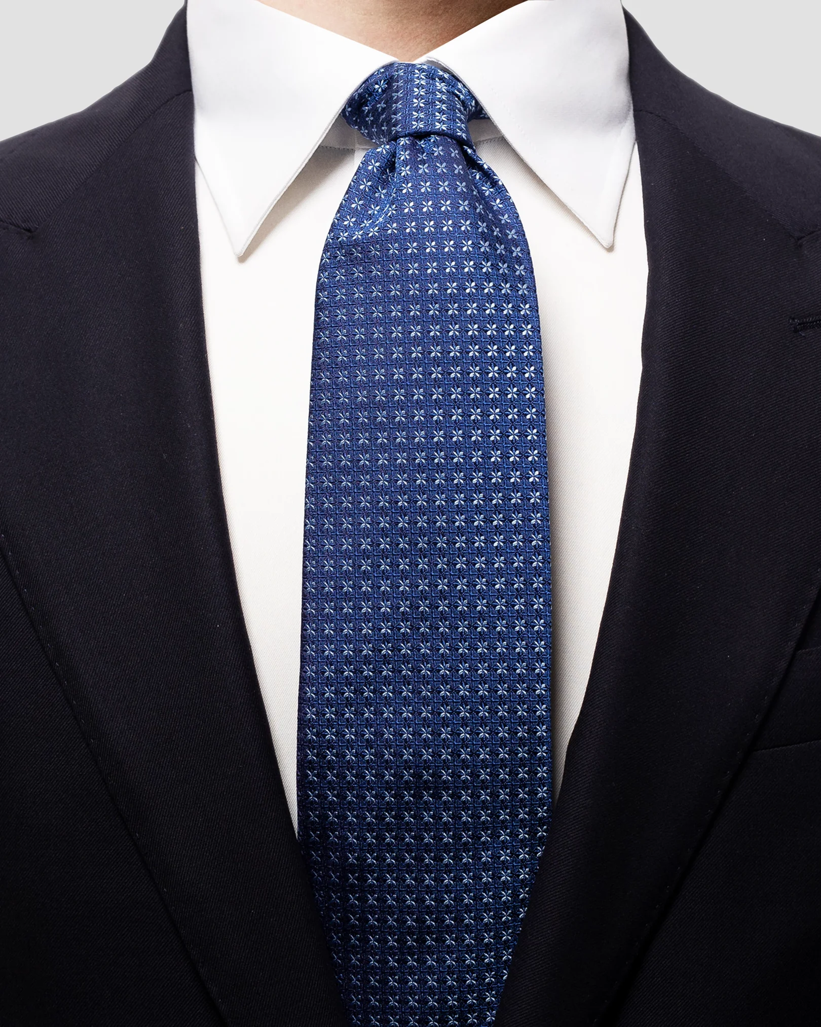 Eton - navy floral geometric tie
