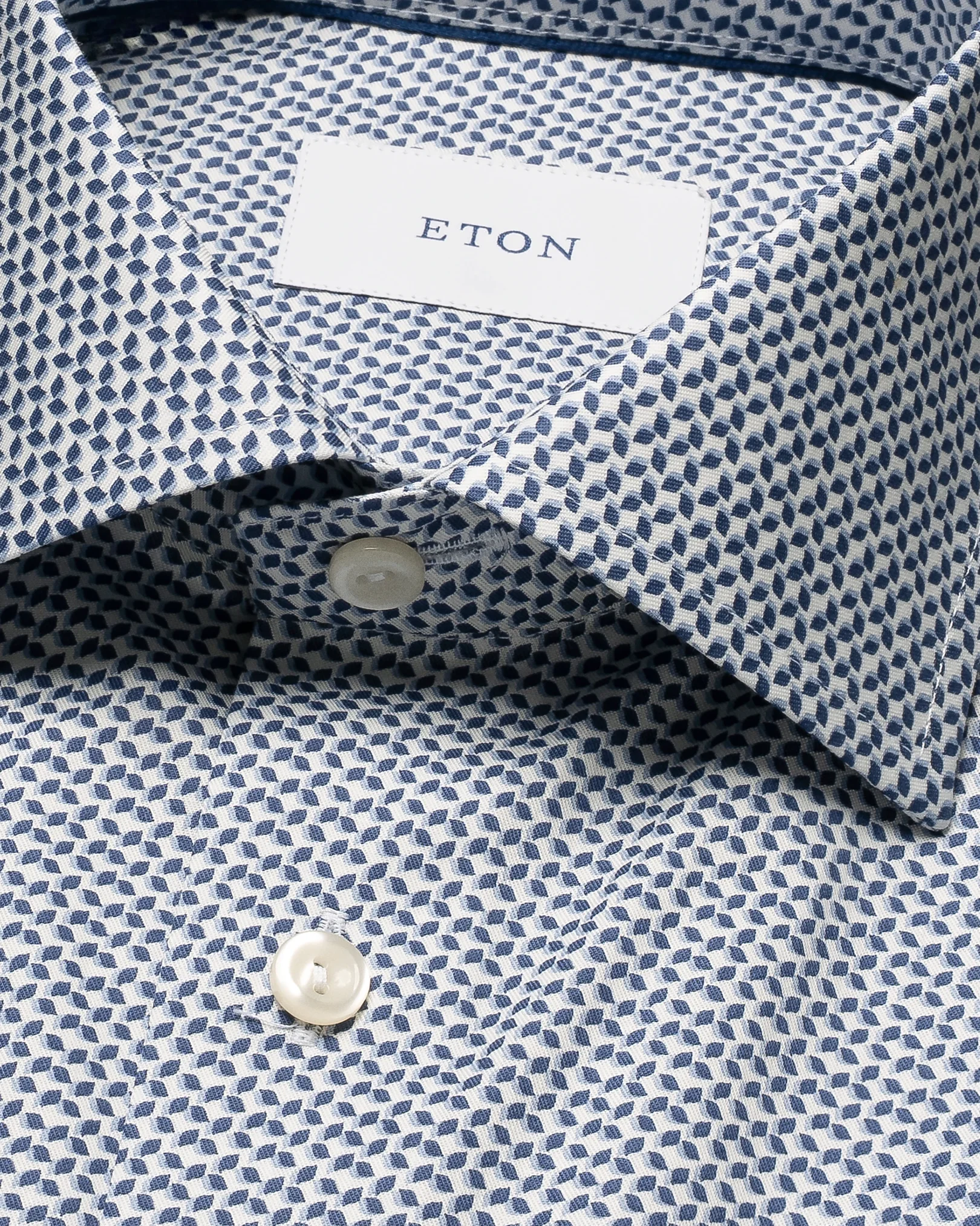 Eton - light blue micro geometric short sleeve