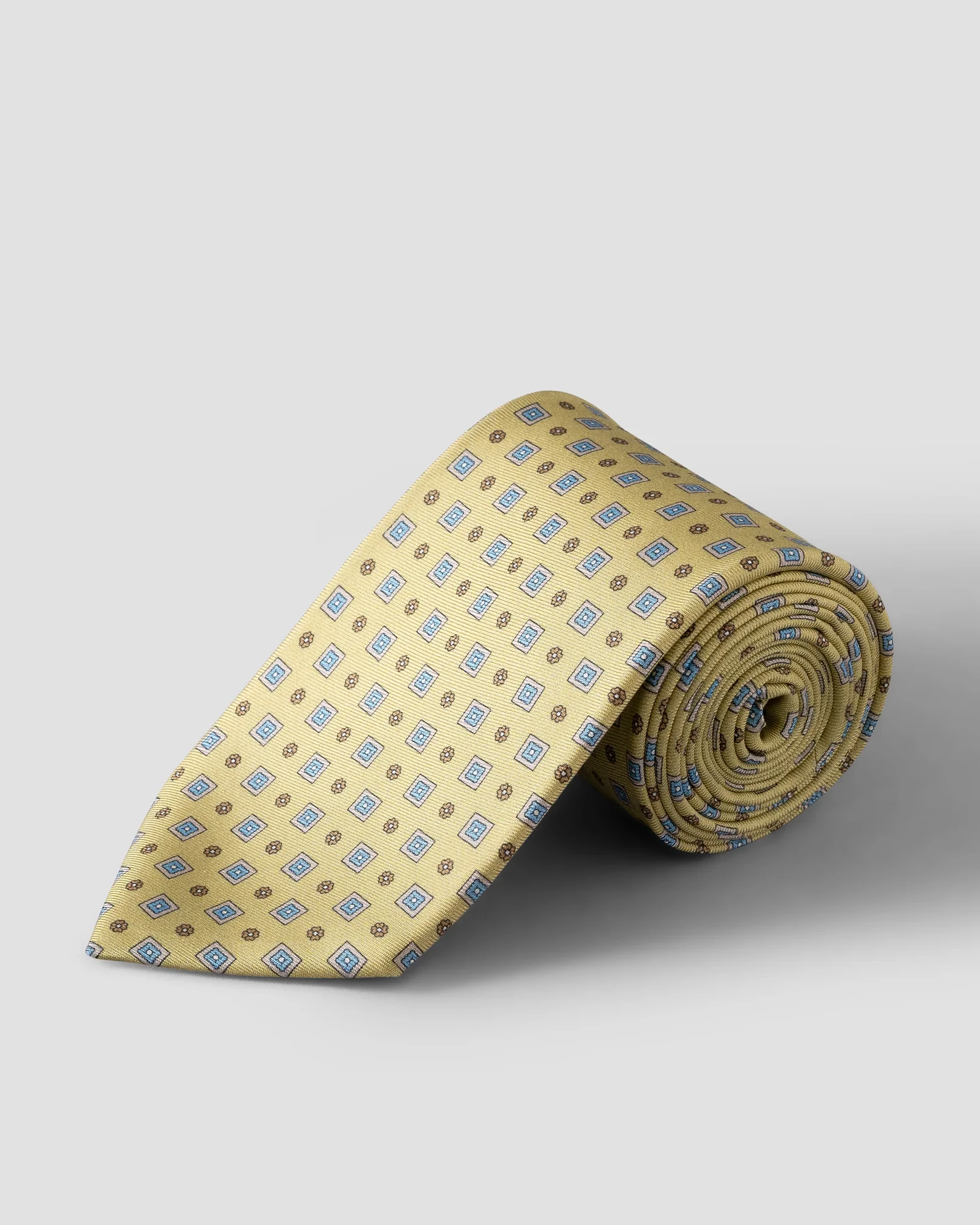 Eton - yellow medallion floral printed silk tie