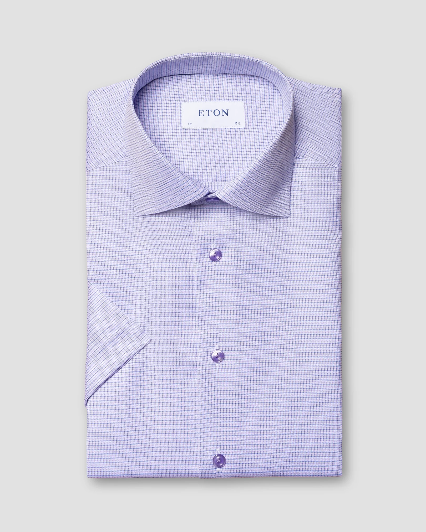 Eton - light purple signature twill cut away turn up short sleeve contemporary