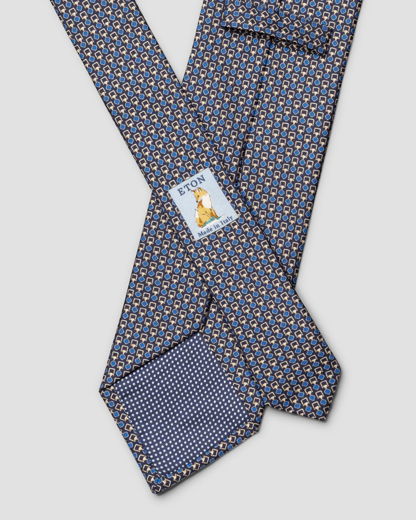 Eton - geometric print silk tie navy blue geometric print silk tie